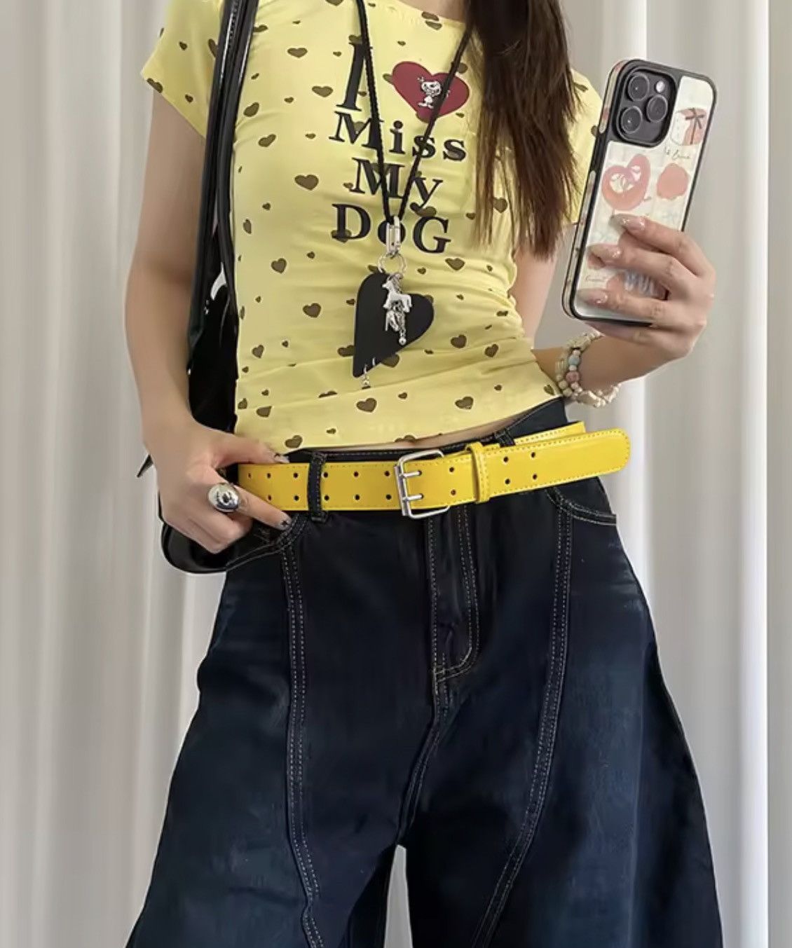 Other Y2K Double-Hole Yellow PU Leather Belt Size ONE SIZE - 9 Thumbnail