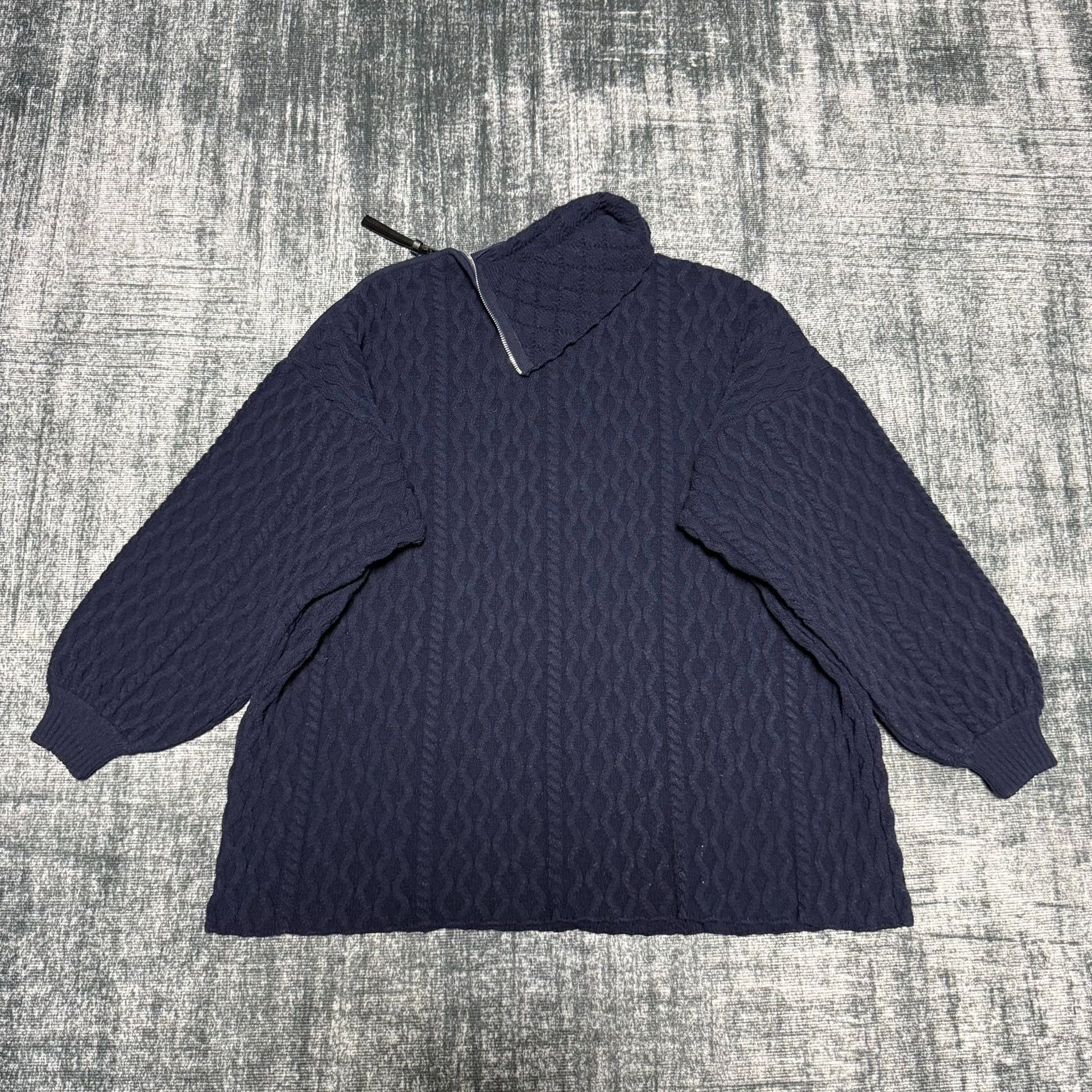 Loewe Loewe Navy Ribbed Zip Sweater Size US M / EU 48-50 / 2 - 1 Thumbnail