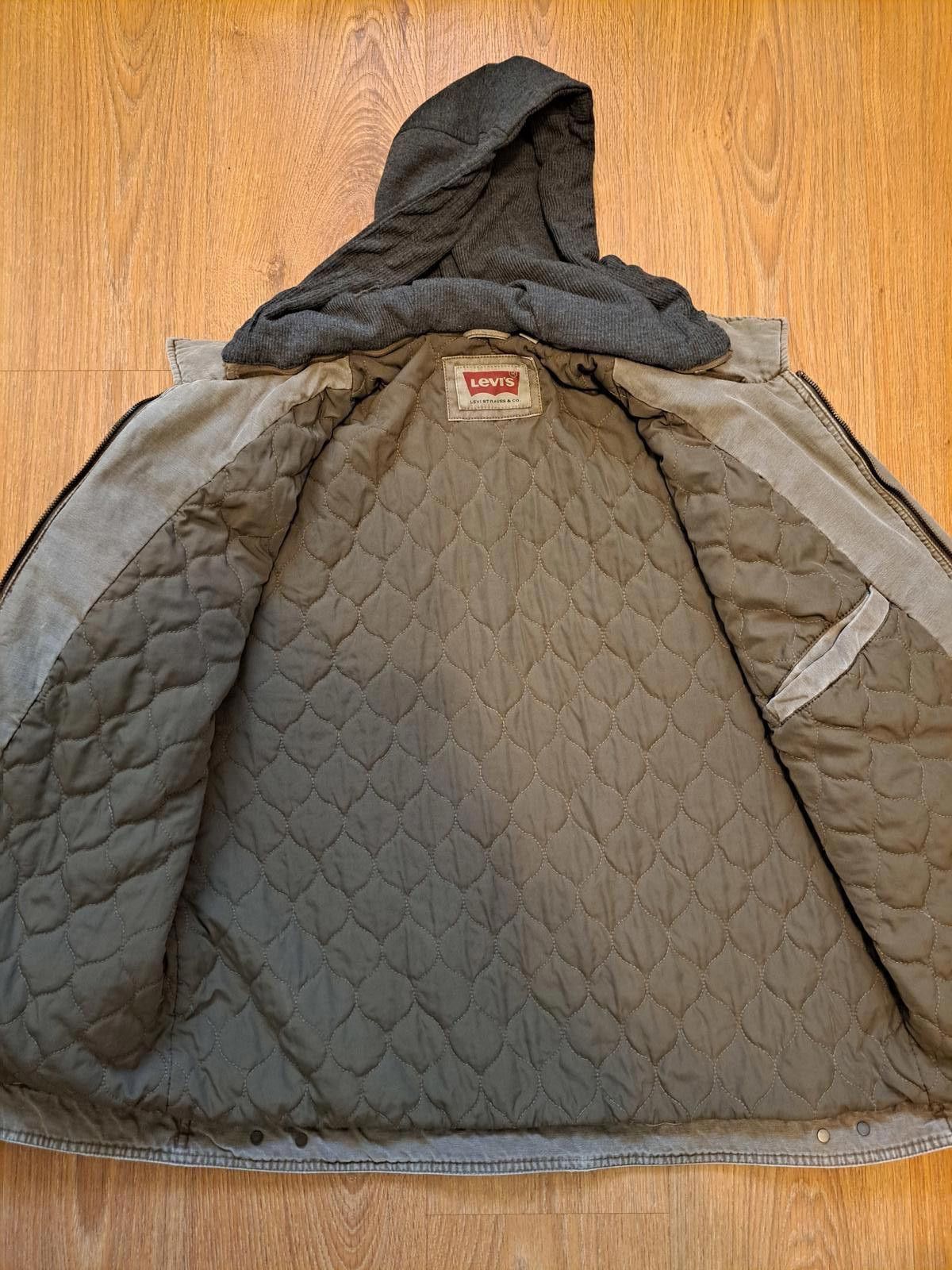 Levi's Levis Denim Jacket Mens Large Green Gray Cotton Hoodie Size US L / EU 52-54 / 3 - 8 Thumbnail