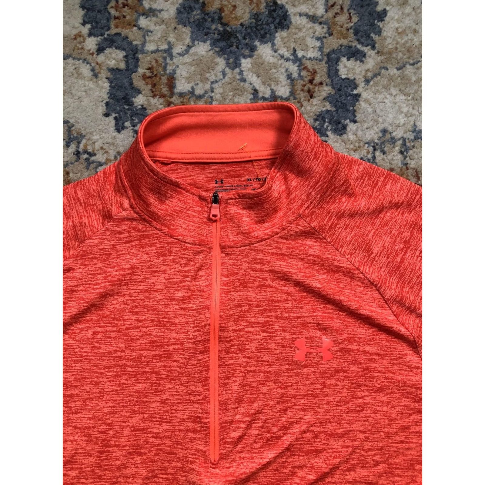 Under Armour Under Armour HeatGear Pullover Mens XL Red 1/4 Zip Mock Neck Long Sleeve Running Gym Training Lightweight Moisture Wicking Size US XL / EU 56 / 4 - 2 Thumbnail