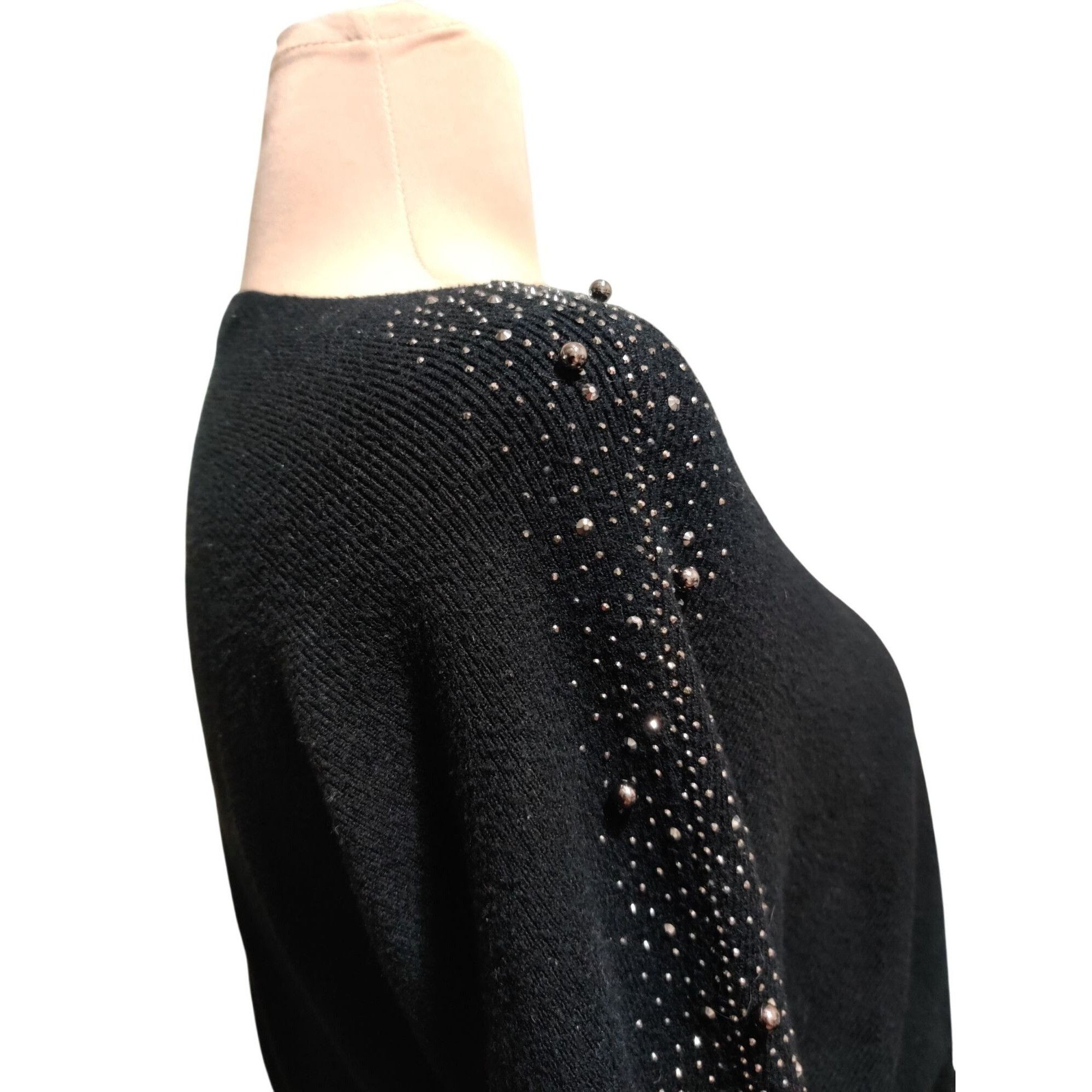 Other Vila Milano Black Sweater Size L Bead Rhinestone Embellished Size L / US 10 / IT 46 - 10 Thumbnail