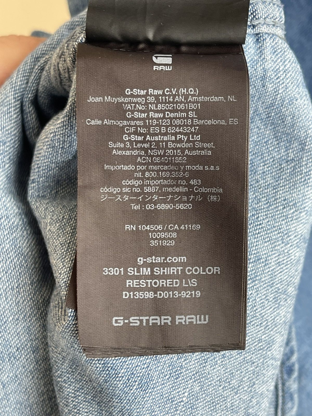 G-Star Raw 3301 Slim Fit Color Restored Denim Long Sleeve Shirt Size US L / EU 52-54 / 3 - 20 Thumbnail
