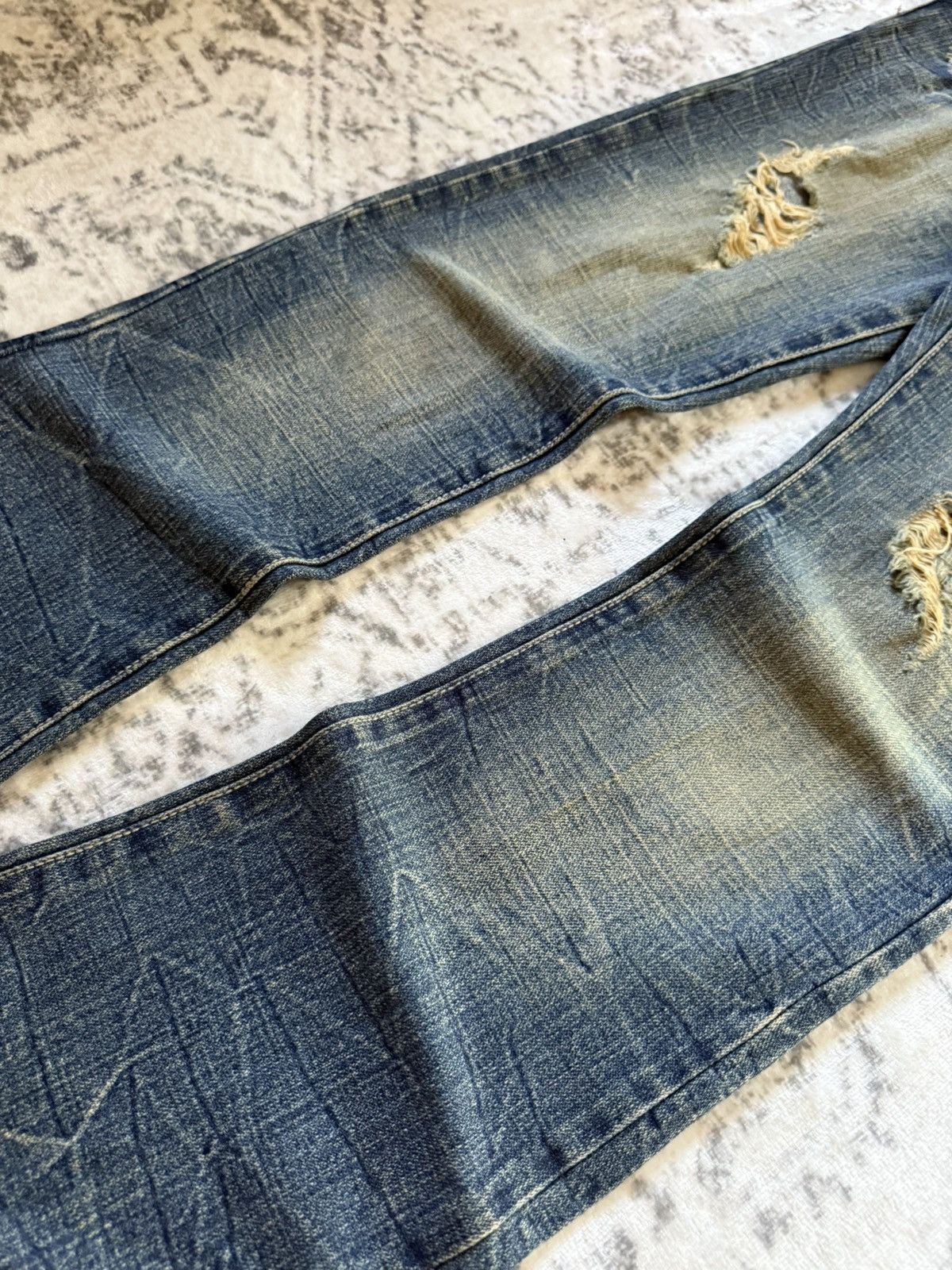 Japanese Brand R 45rpm Mud Wash Honeycomb Distressed Flared Jeans Size US 28 / EU 44 - 5 Thumbnail
