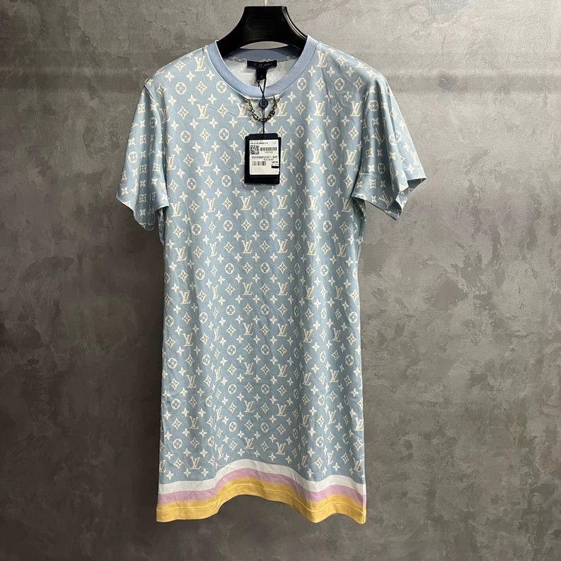 Louis Vuitton Louis Vuitton Blue Round Neck Full Print Mid-Waist Slim Mi Size L / US 10 / IT 46 - 1 Thumbnail