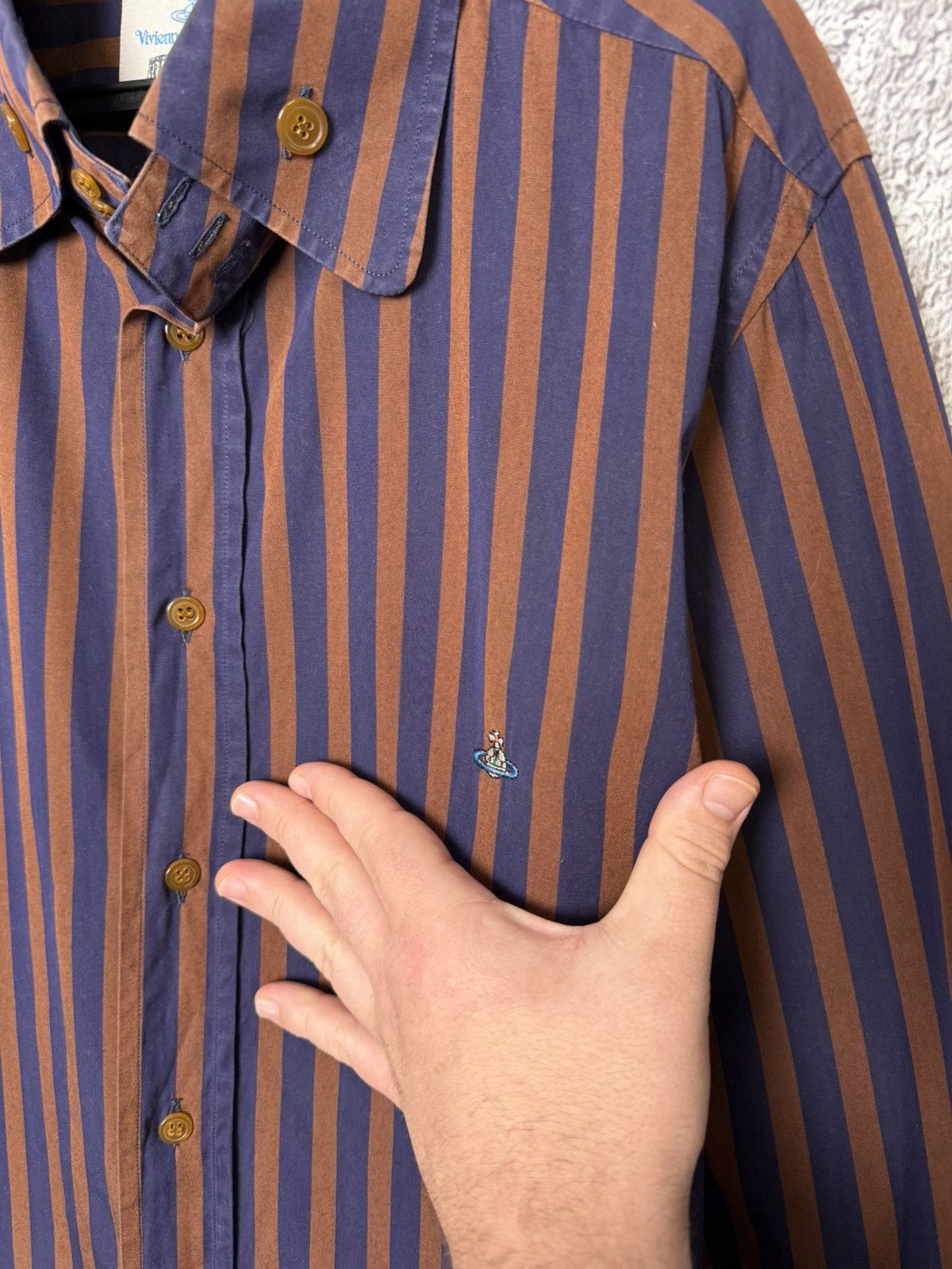 Vivienne Westwood Vivienne Westwood Striped Button Shirt Orb Logo Long Sleeve Size US XL / EU 56 / 4 - 5 Thumbnail