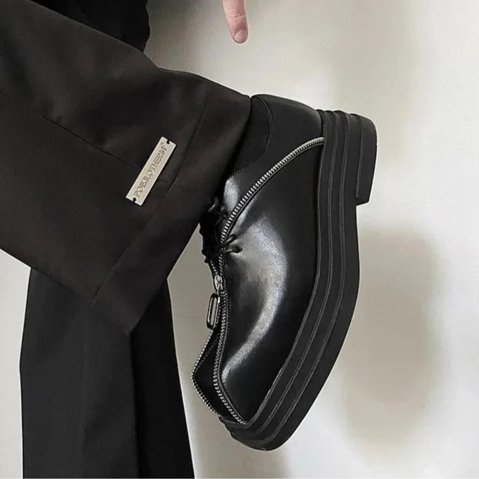 Leather Square Toe Zipper Shoes Size US 8 / EU 41 - 5 Thumbnail