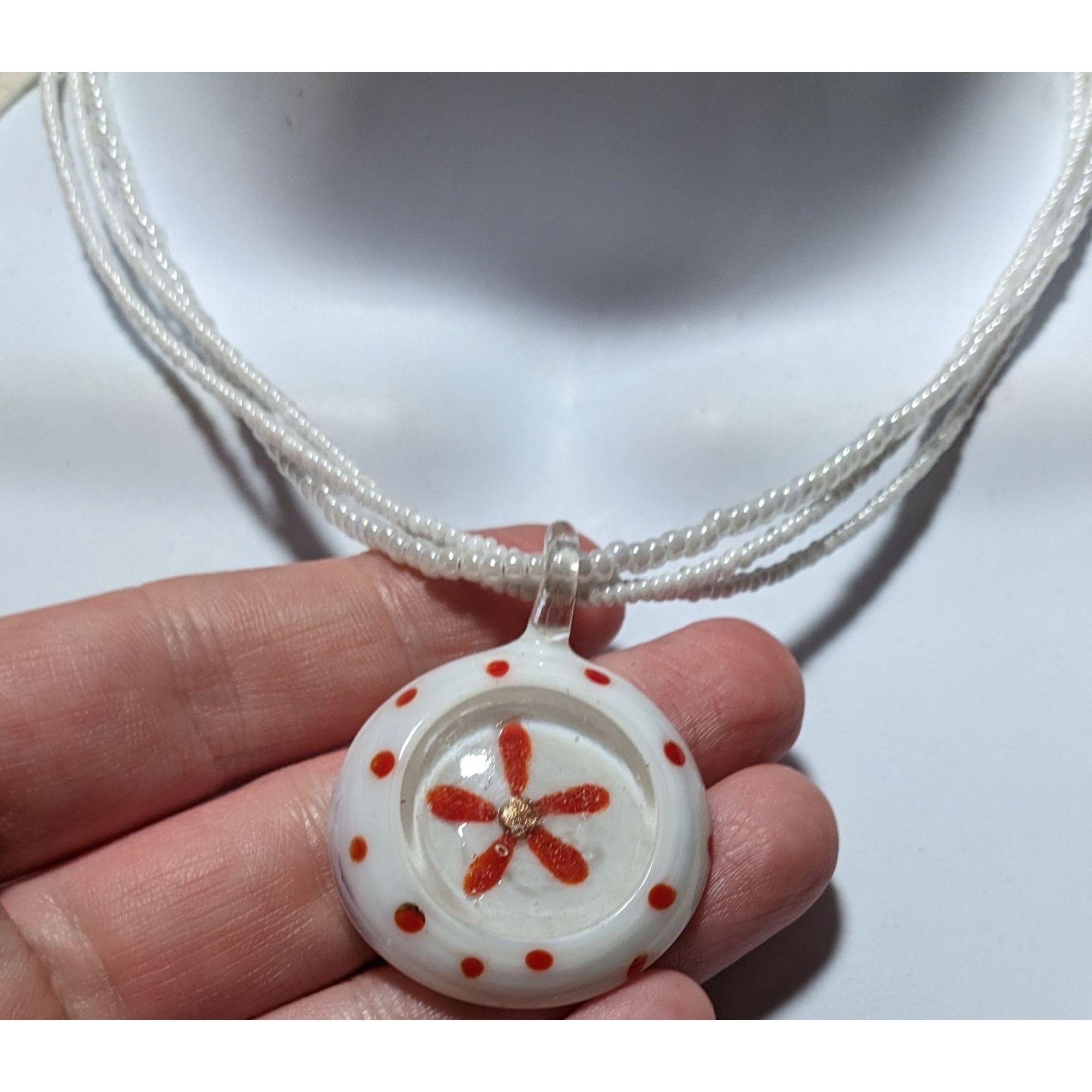 Other Floral Candycane Winter Glass Beaded Necklace Size ONE SIZE - 12 Thumbnail