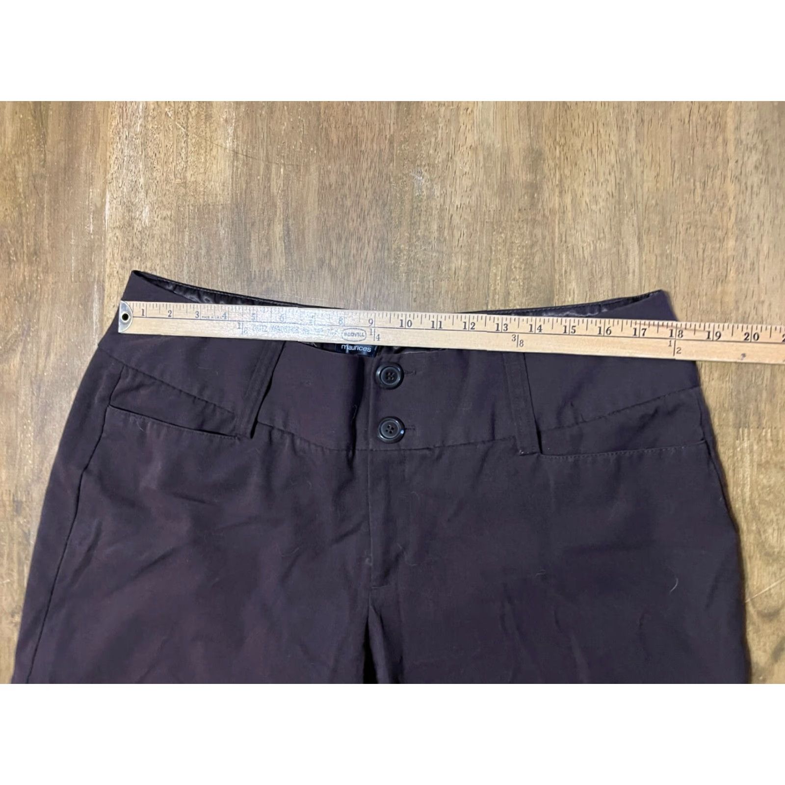 Vintage Maurices Pants Womens Junior Capri Dress Pants Brown 15/16 Flat Front Regular Inseam 36.5in Straight Split Front Capris Mens? Size 36" / US 14 / IT 50 - 4 Thumbnail