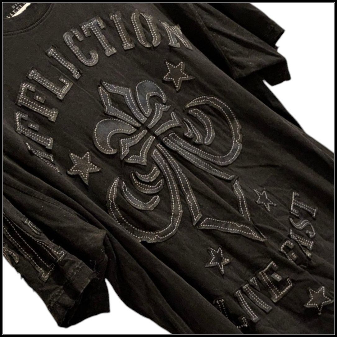 Affliction AFFLICTION Live Fast Black Leather Skull Fleur de Lis Men L Size US L / EU 52-54 / 3 - 2 Thumbnail