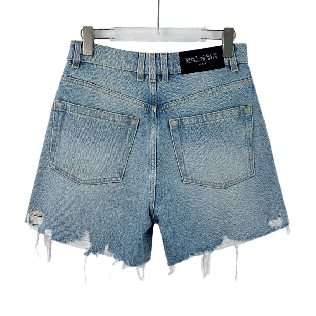 Balmain Balmain Blue Distressed Denim Fringed Shorts XS Limited Edit Size 25" / US 0 / IT 36 - 8 Thumbnail