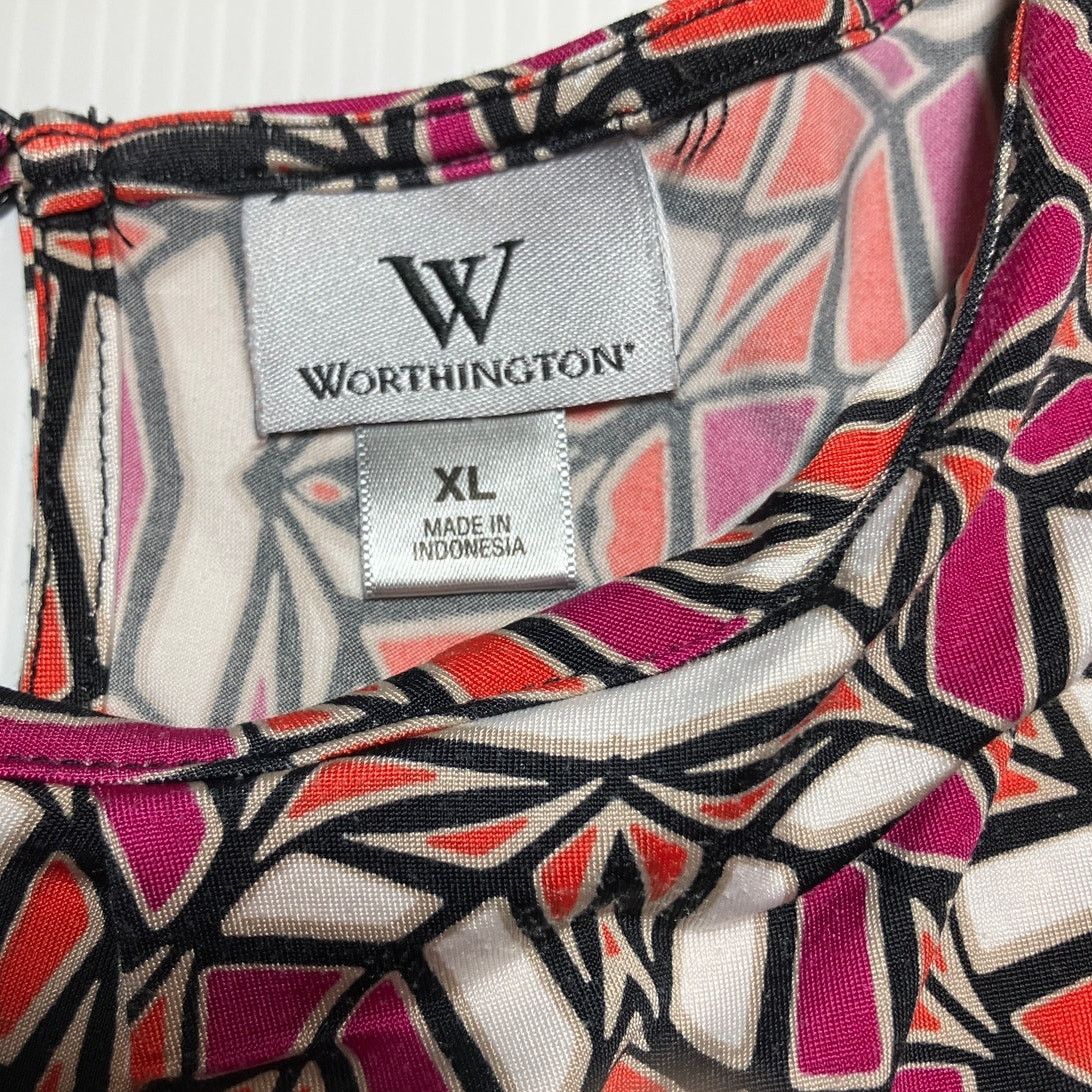 Worthington Worthington Geometric Round Neckline Sleeveless Blouse XL Size XL / US 12-14 / IT 48-50 - 3 Thumbnail