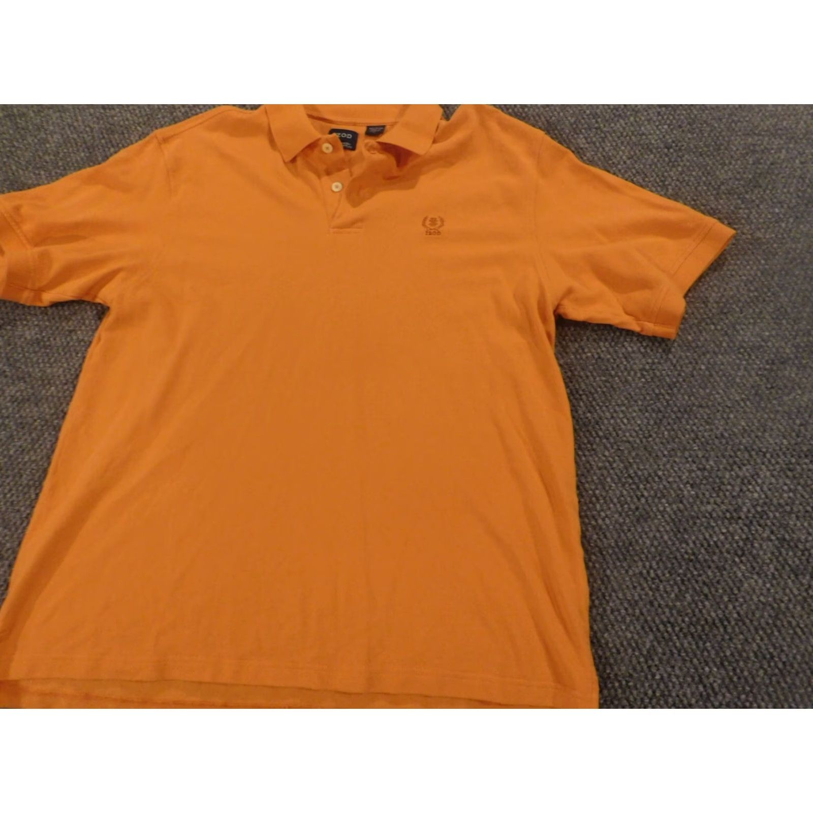 Izod IZOD Polo Shirt Mens L Orange Short Sleeve Collared Button Knit Cotton Classic Stretch Golf Regular Size US L / EU 52-54 / 3 - 2 Thumbnail