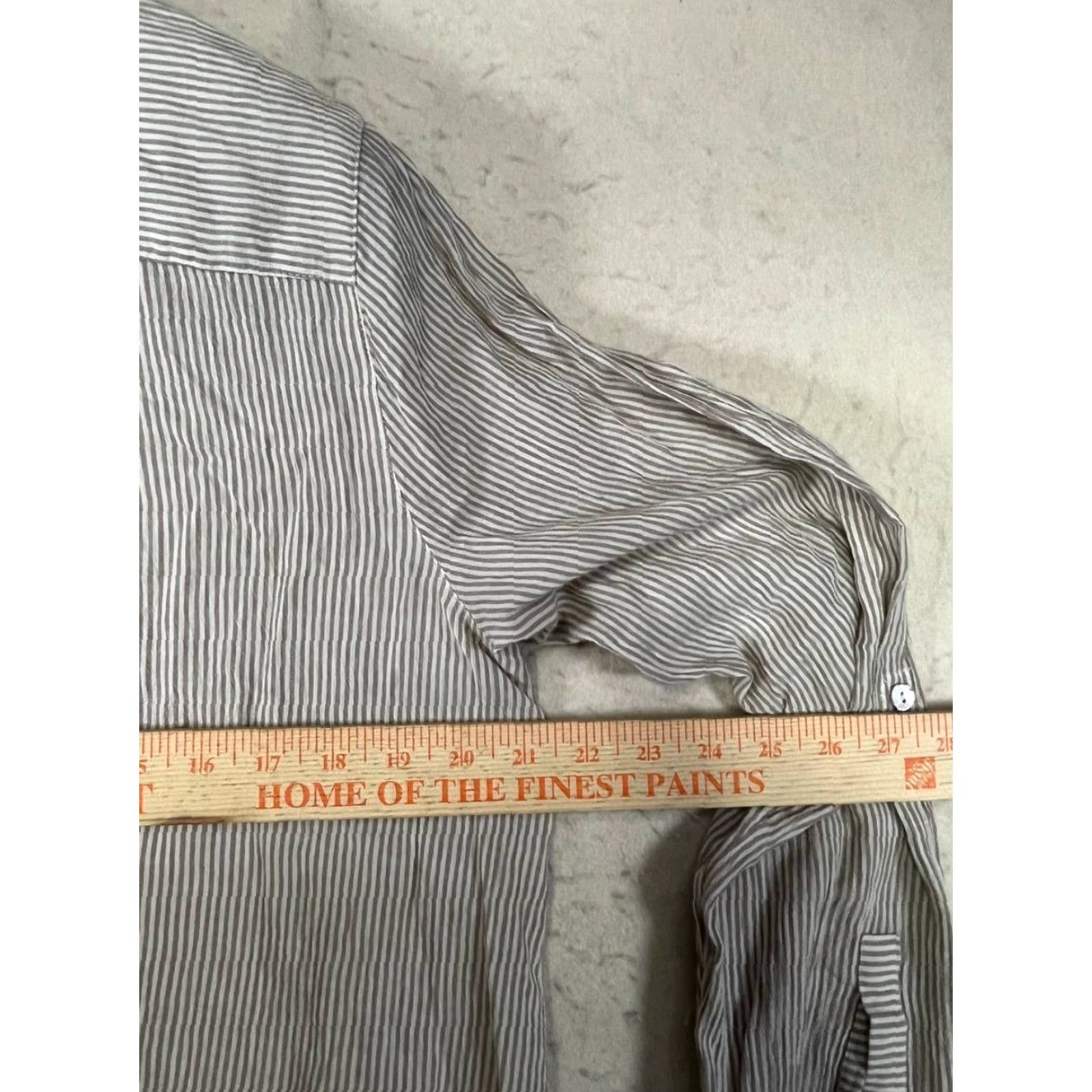 J. Jill J. Jill Blouse Women L Roll Tab Sleeve Lightweight Cotton Beige Stripe Shirt Top Casual Workwear Size L / US 10 / IT 46 - 3 Thumbnail
