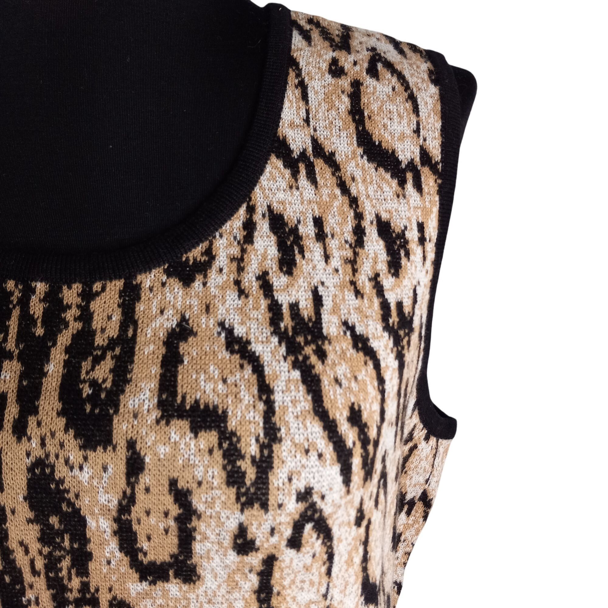 Chicos Chicos Size 2 L Knit Top Womens Vivid Cheetah Amelia Tank Sl Size L / US 10 / IT 46 - 7 Thumbnail