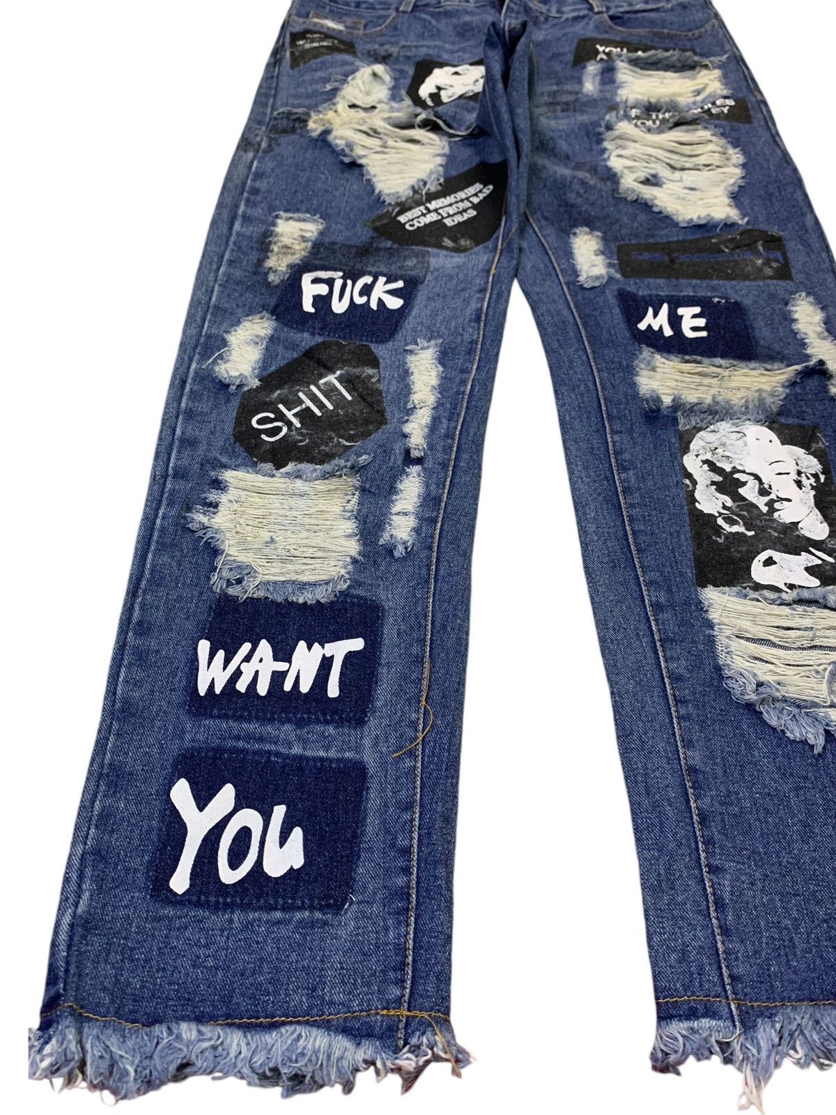Seditionaries Vintage Japanese Brand Distressed Punk Printed Jeans Size 32" / US 10 / IT 46 - 6 Thumbnail