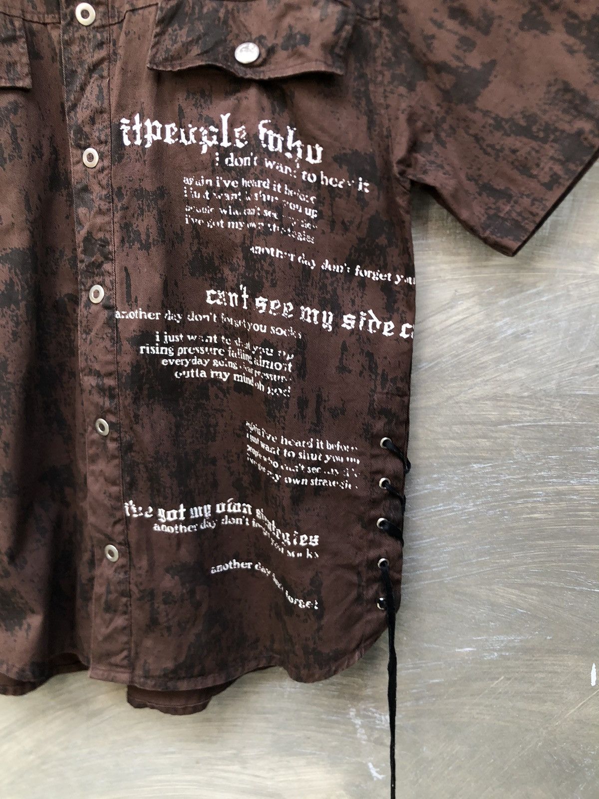 If Six Was Nine × Japanese Brand × Le Grande Bleu (L.G.B.) Y2K Slash Number Poem Button Up Shirt Size US L / EU 52-54 / 3 - 5 Thumbnail