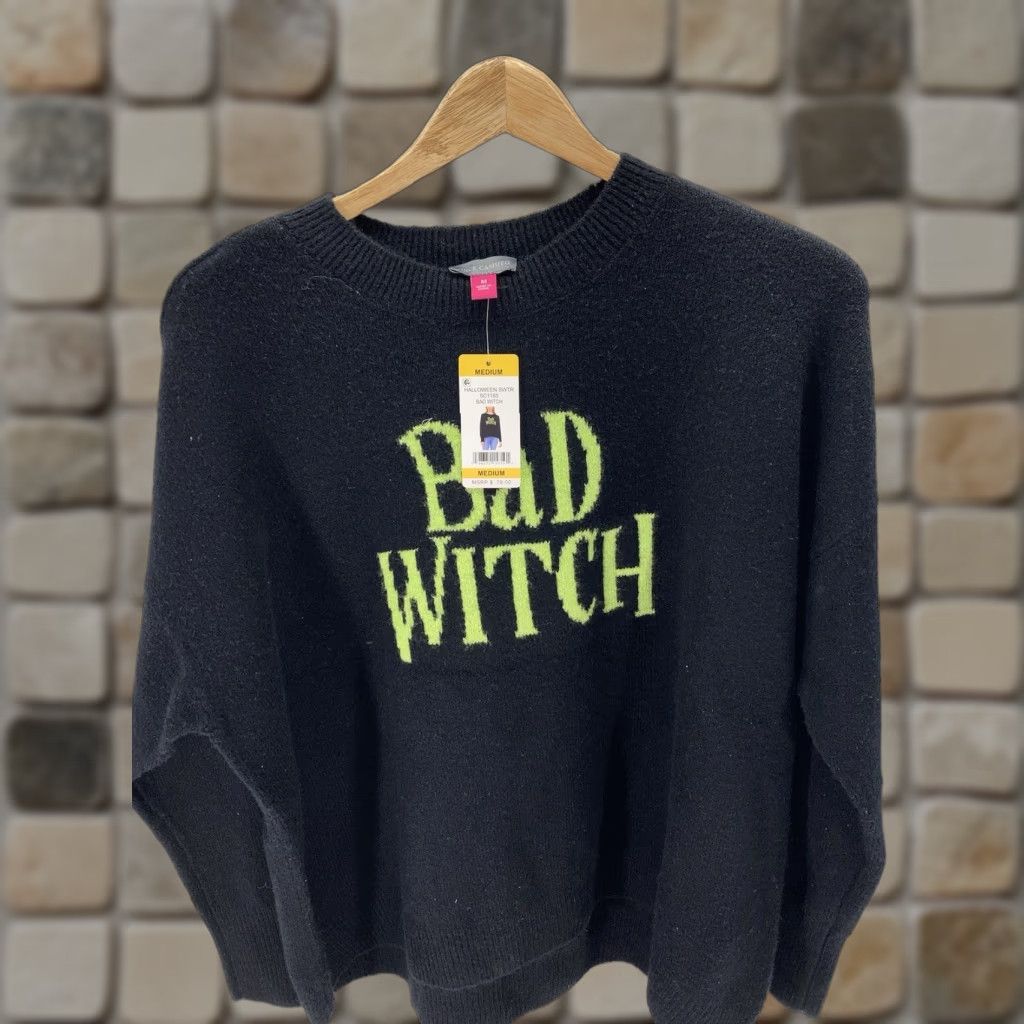 Vince Camuto Vince Camuto Sweater Women Medium Black Bad Witch Wicked Halloween Pullover NWT Women Sweater M Black Halloween Pullover NWT Size M / US 6-8 / IT 42-44 - 1 Thumbnail