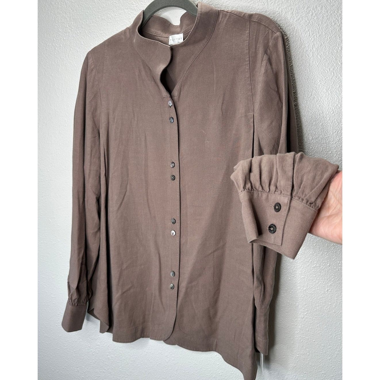 Other NWT Poetry Brown Funnel Neck Button Long Sleeve Blouse 12 Size XL / US 12-14 / IT 48-50 - 1 Thumbnail