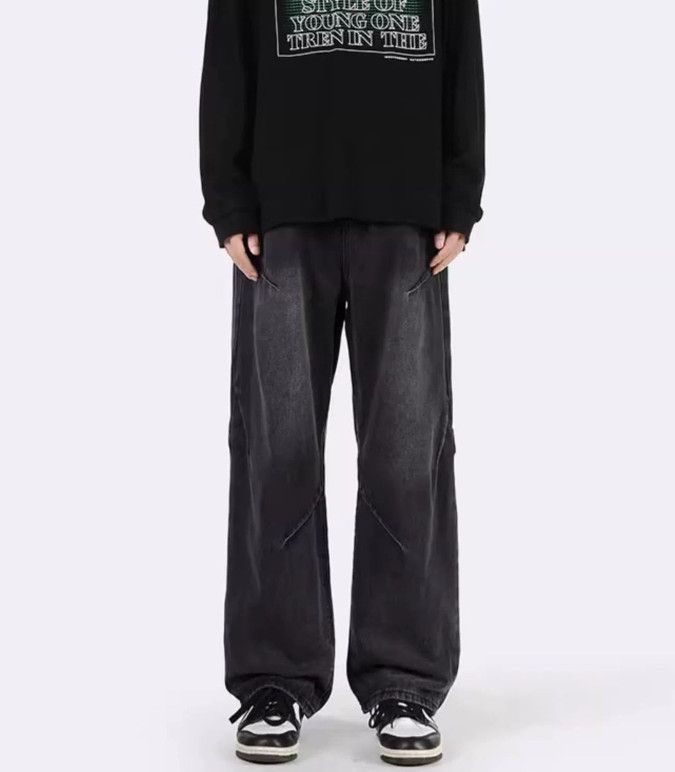 Japanese Brand Men's retro loose straight patchwork jeans Size US 32 / EU 48 - 1 Thumbnail