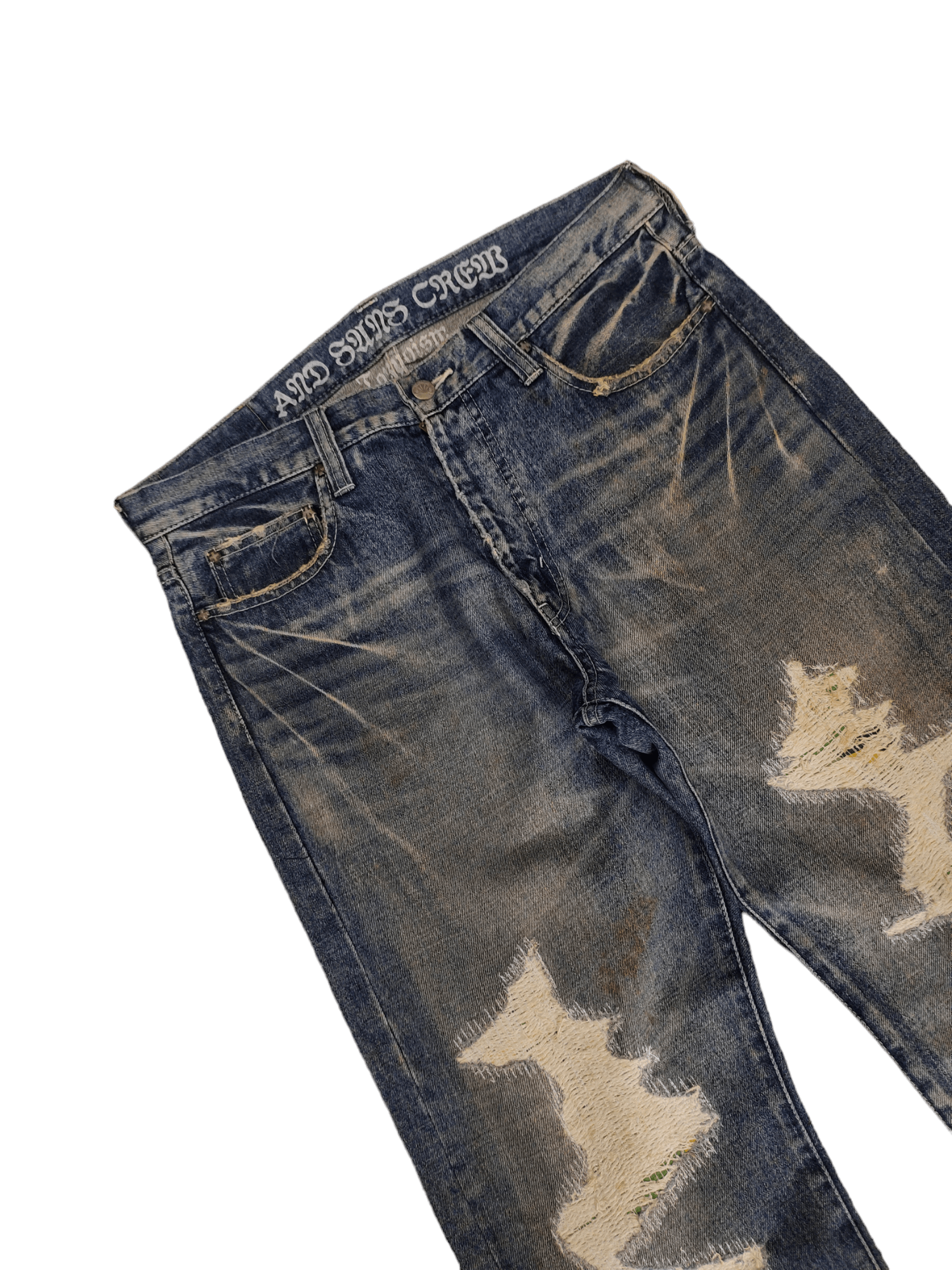 Kapital Vintage Andsuns Japan Clawmark Distress Repaired LooseJeans Size US 34 / EU 50 - 6 Thumbnail
