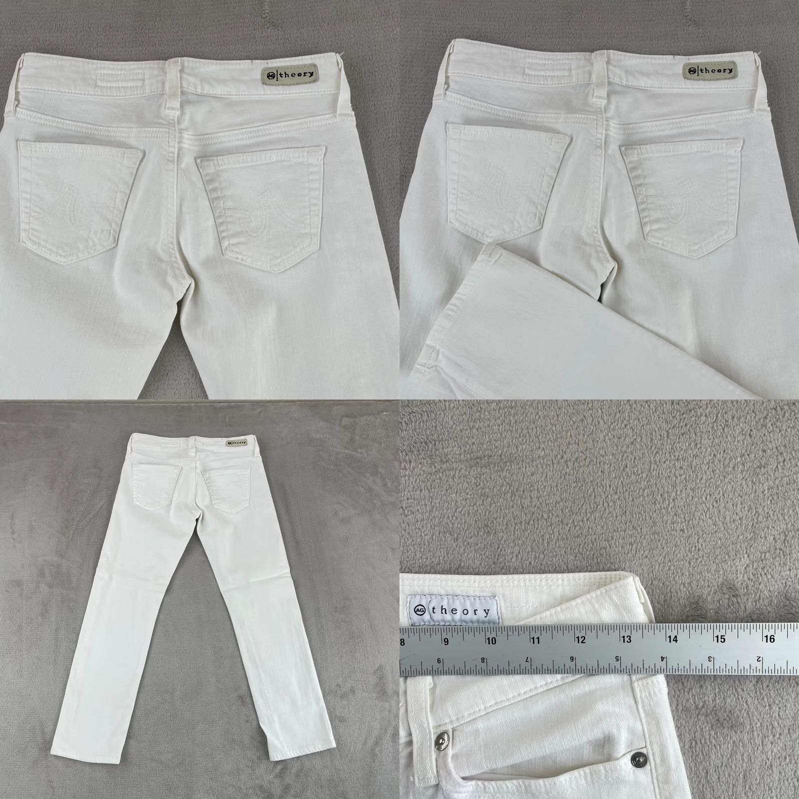 Theory AG Adriano Goldschmied x Theory Jeans Women 23R Cropped Tomboy Crop White Denim Slim 26x25 5-Pocket Size 40" / US 18 - 8 Thumbnail