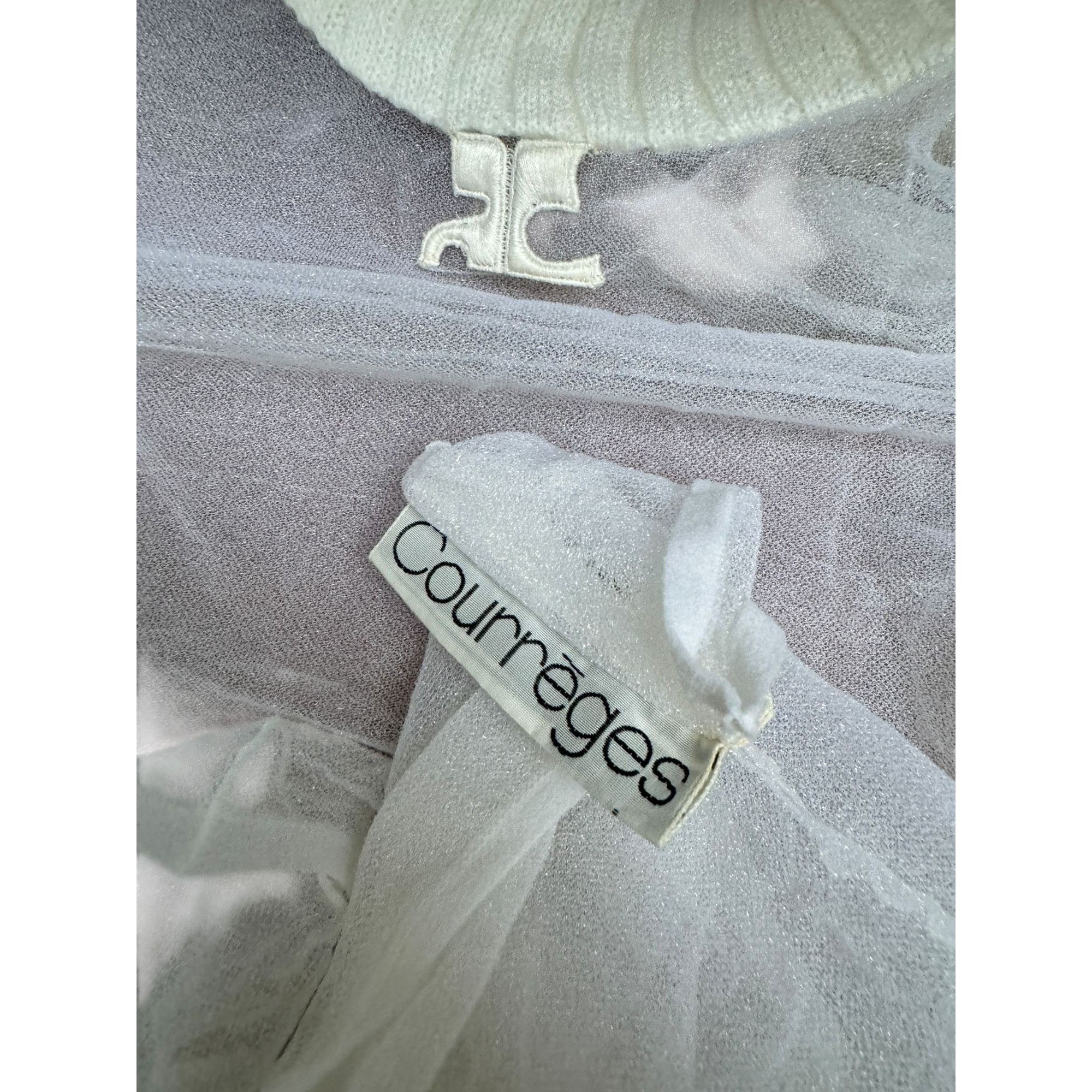 Courreges Vintage 1970s White Nylon + Wool Rib Rollneck Size XS / US 0-2 / IT 36-38 - 4 Thumbnail