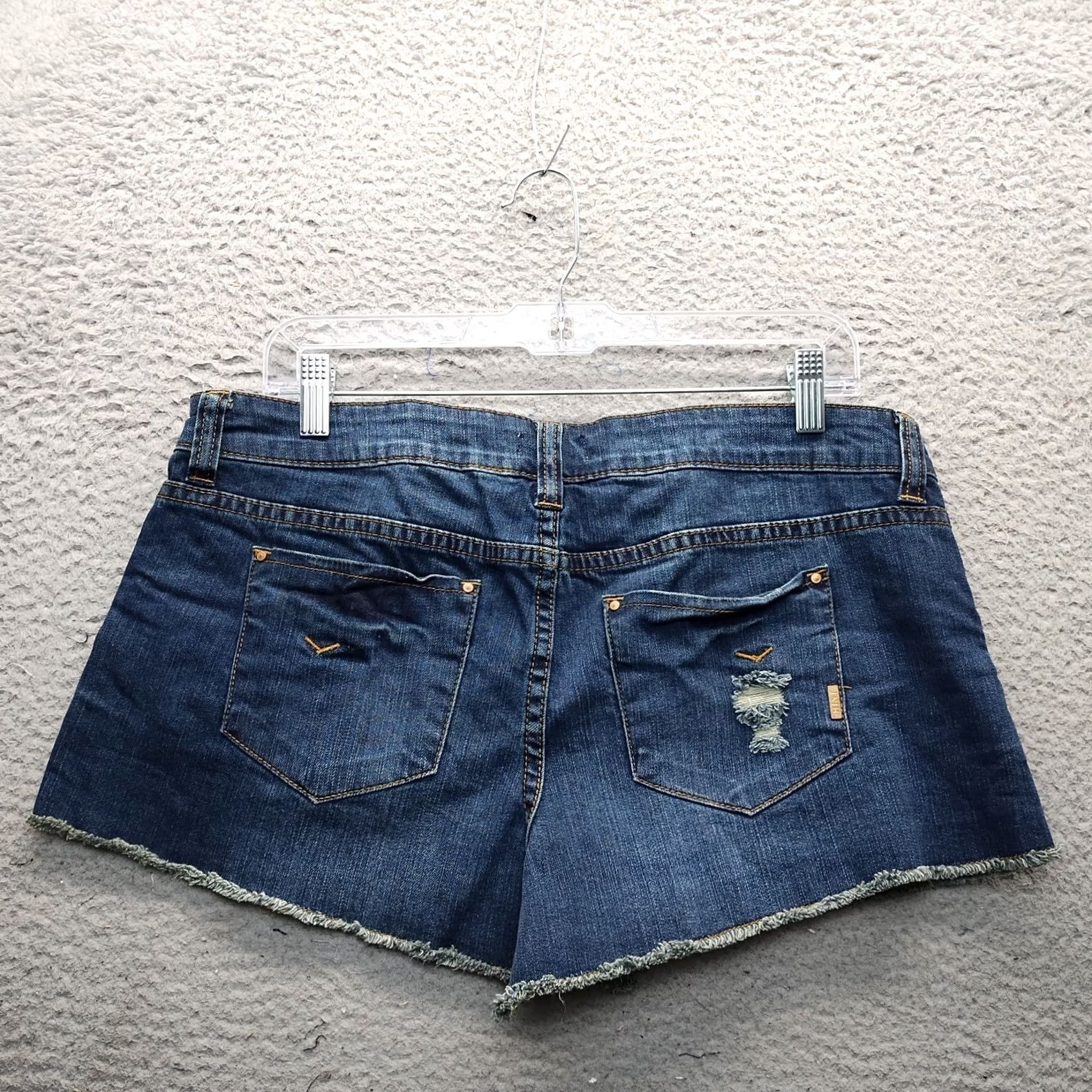 Denime Hint Womens 30 Navy Denim Stretch 5-Pocket Cut Off Shorts Shirt? Size 30" / US 8 / IT 44 - 2 Thumbnail