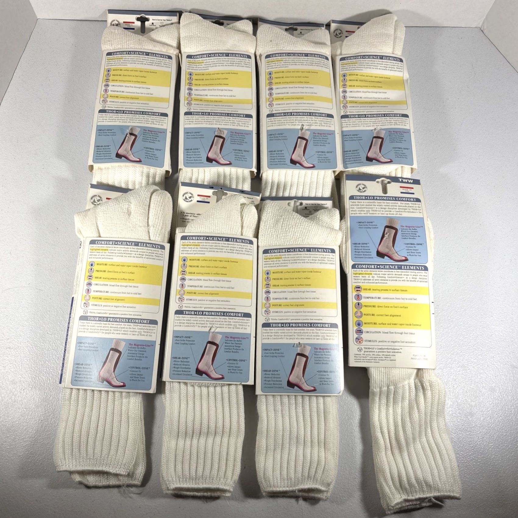 Vintage Thorlos Socks Western 8.5-12.5 Men Calf White 90s USA Solid Mid Calf 8 Pairs TWW-13 Size ONE SIZE - 7 Thumbnail