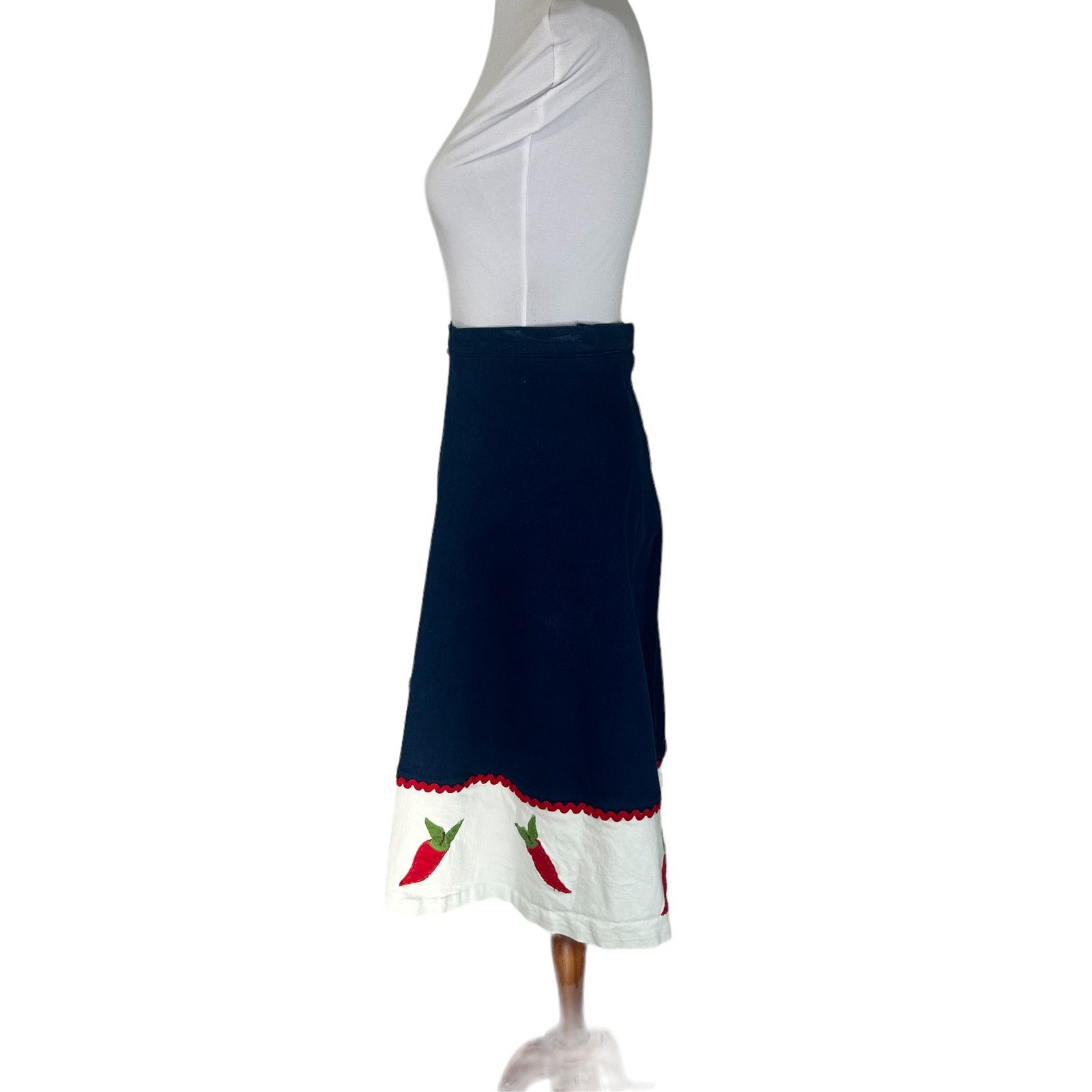 Handmade Vintage 1970s Handmade Aline Cotton Chili Pepper Skirt 2XL Size 42" / US 20 - 5 Thumbnail