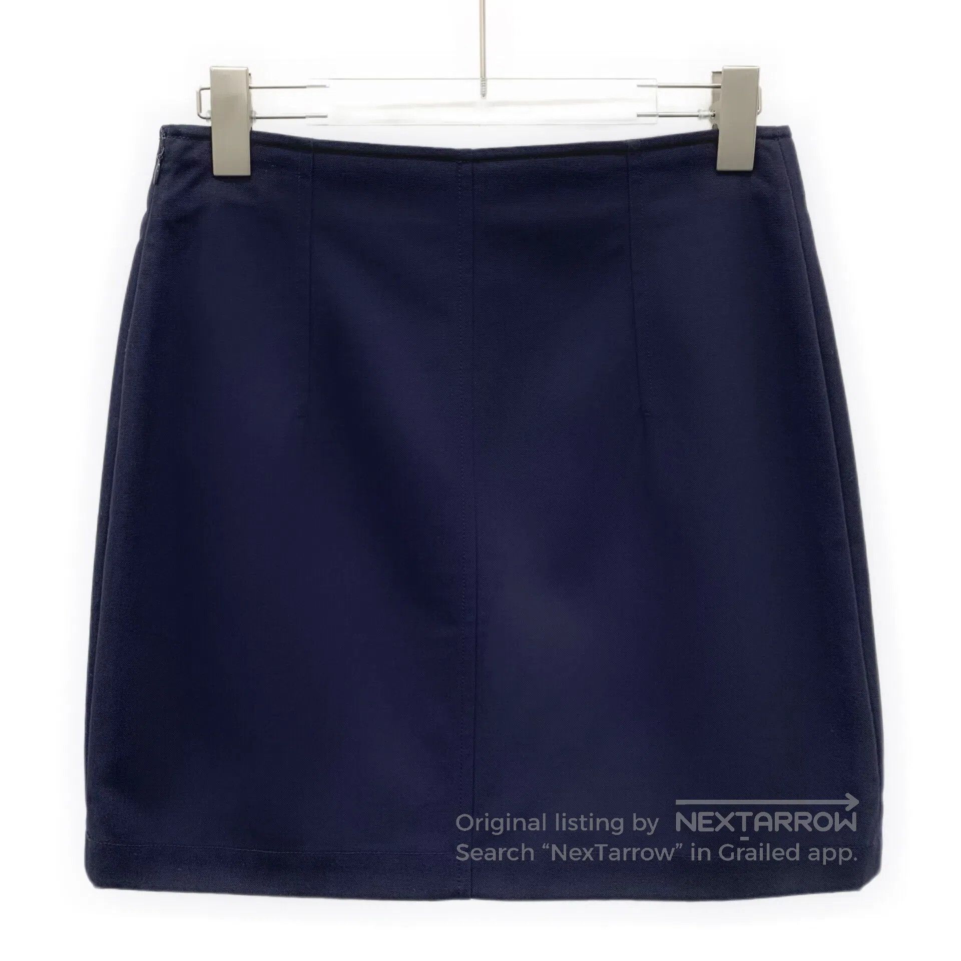 Hermes Hermes Navy blue bell chain cotton casual half skirt| Size 33" - 2 Thumbnail