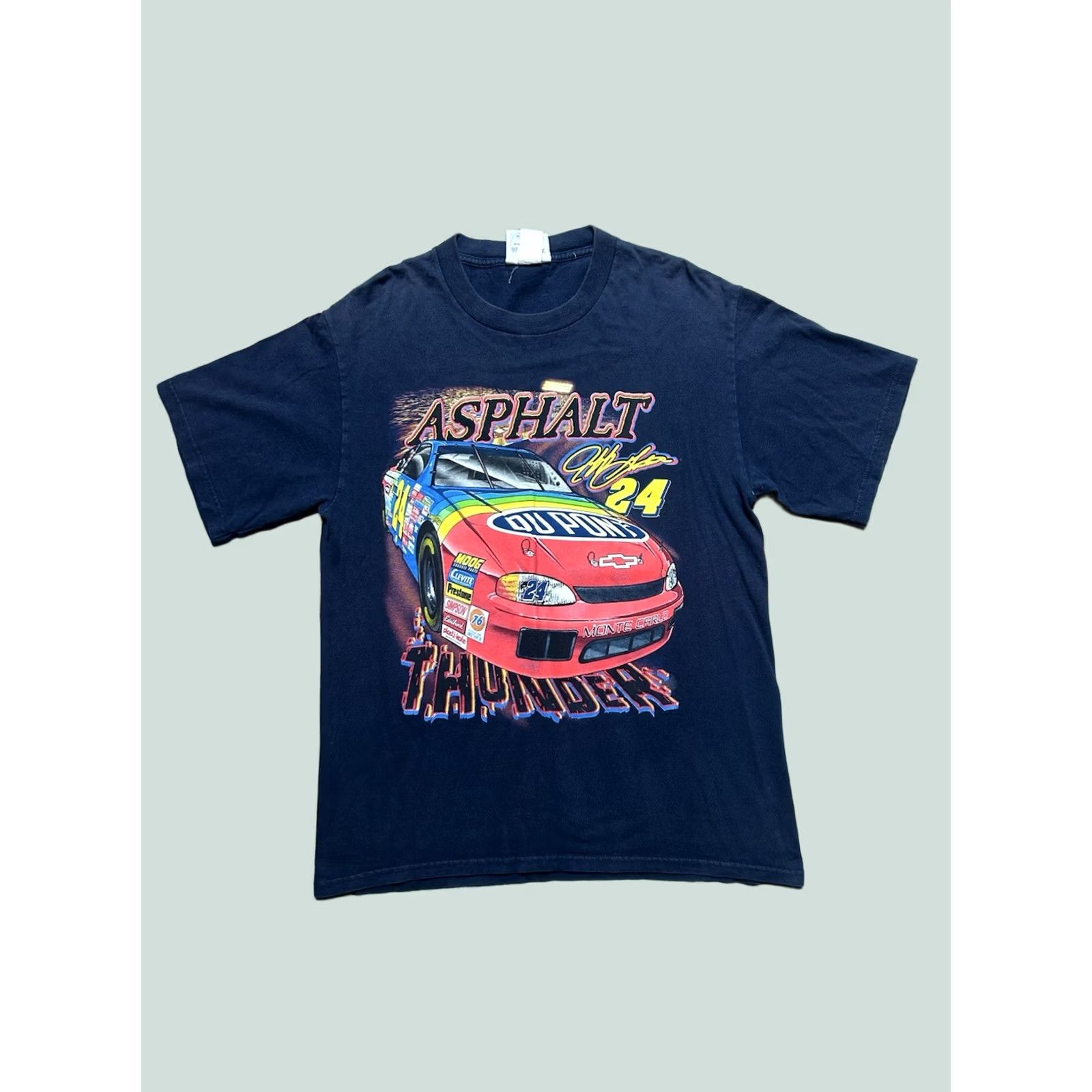 NASCAR VINTAGE 90s T SHIRT Jeff Gordon nascar racing asphalt thunder lightning Medium Blue Mens Shirt 90s Tumbling? Size US M / EU 48-50 / 2 - 1 Thumbnail