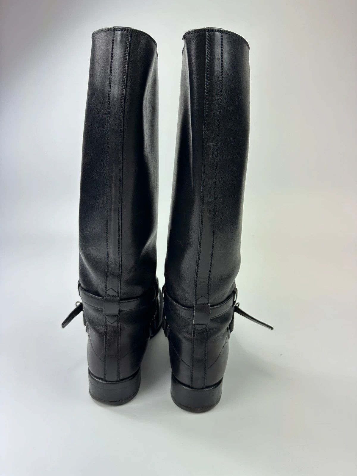 Prada Prada Milano Early 00’s Black Leather High Belted Boots Size US 7 / IT 37 - 9 Thumbnail