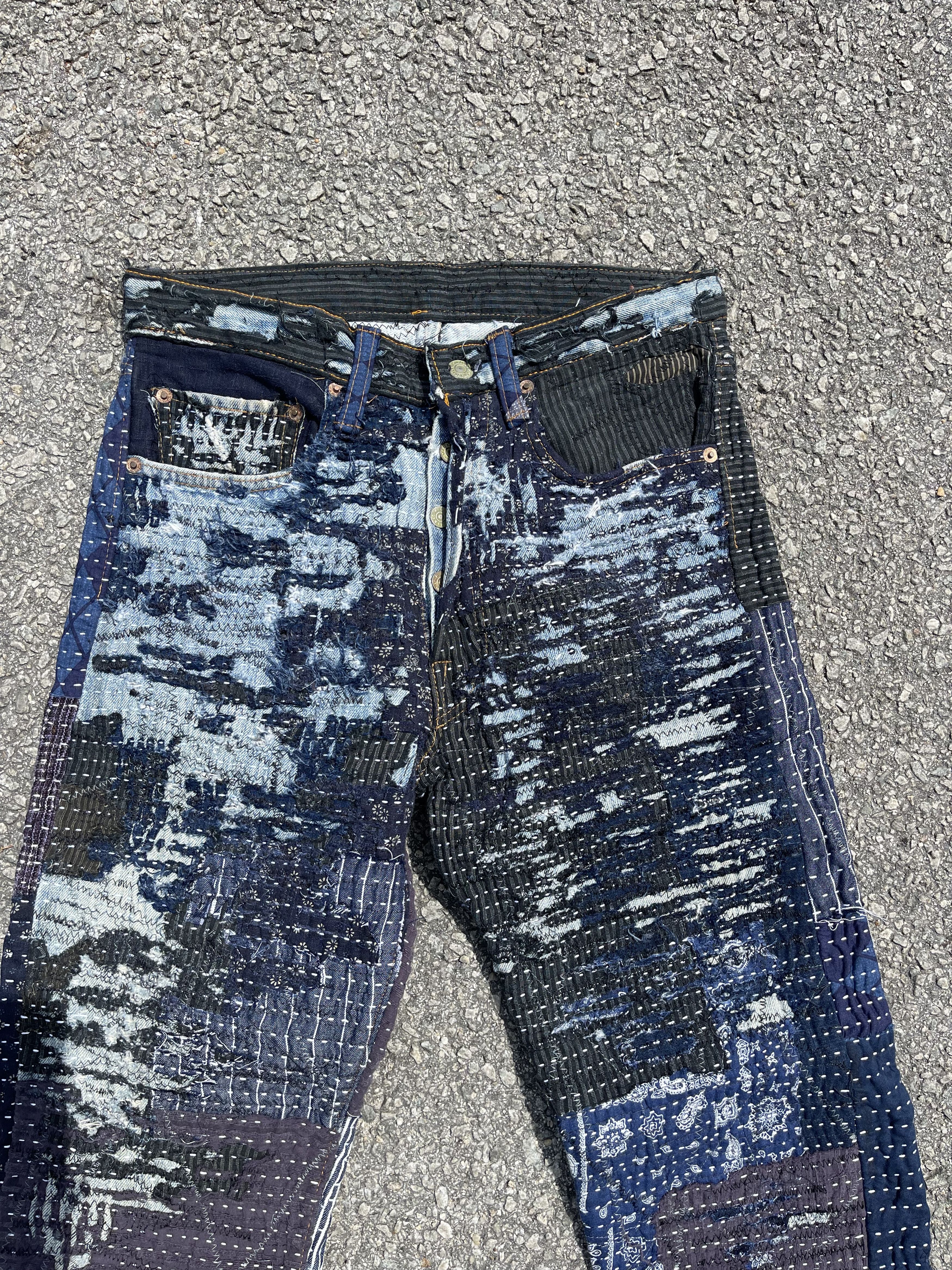 Le Grande Bleu (L.G.B.) × Levi's Vintage Clothing × Vintage Vtg Levis Custom Sashiko Boro Kapital Style Single Number Size US 29 - 3 Thumbnail