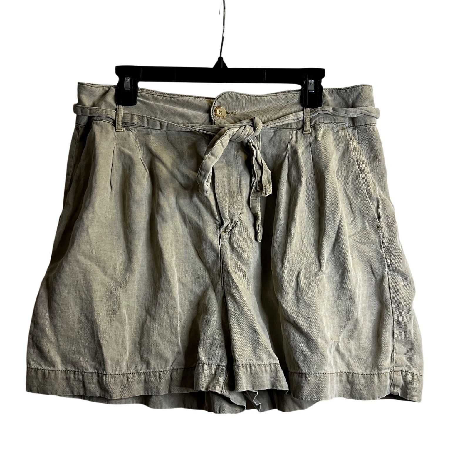 Faherty Faherty Arlie Tie Waist Linen Shorts Oakwood Khaki Size XL Size 32" / US 10 / IT 46 - 2 Thumbnail