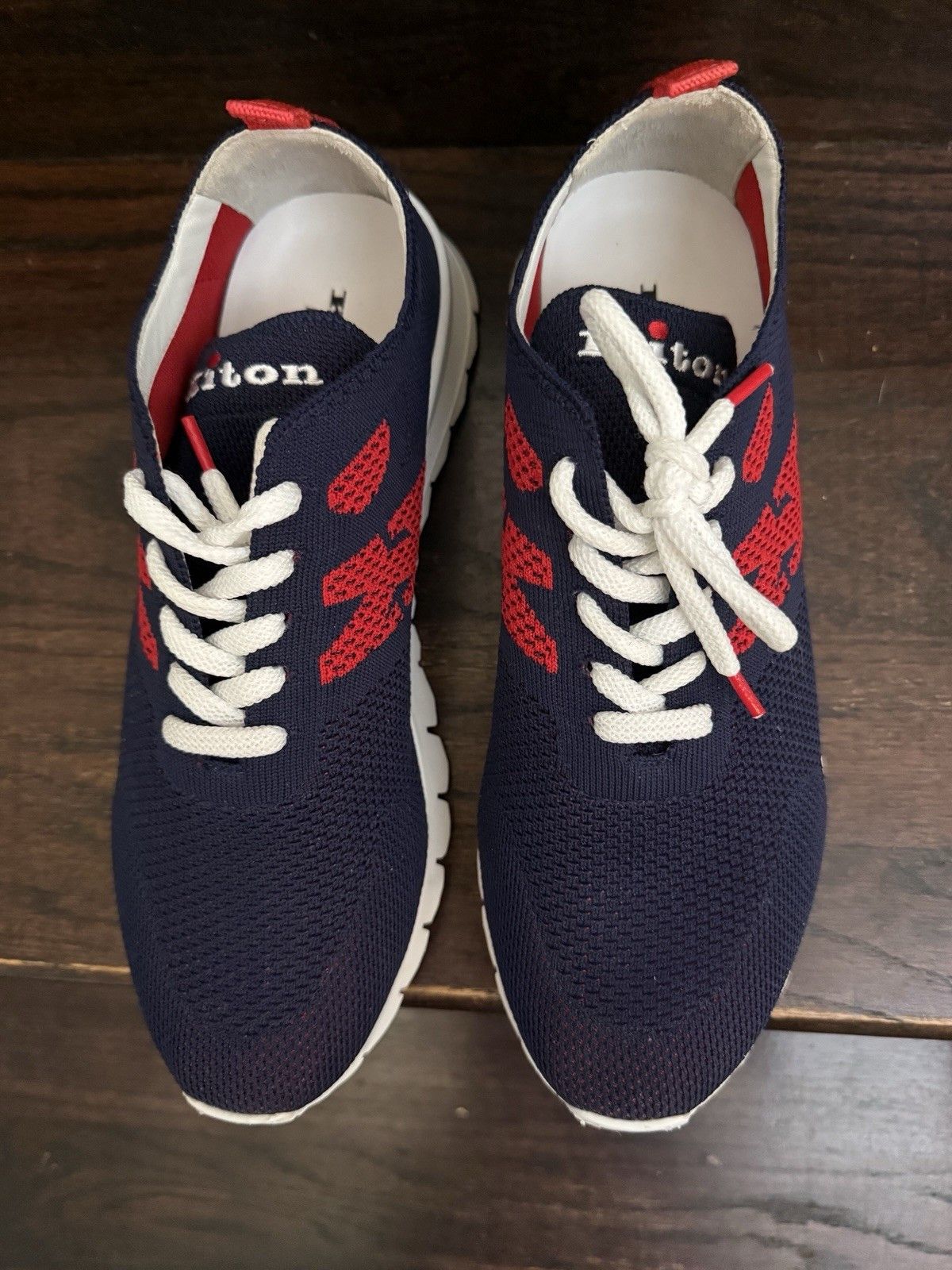Kiton Knit Sneakers With Logo Blue Red Size 7 EU Size 8 US Size US 8 / EU 41 - 2 Thumbnail