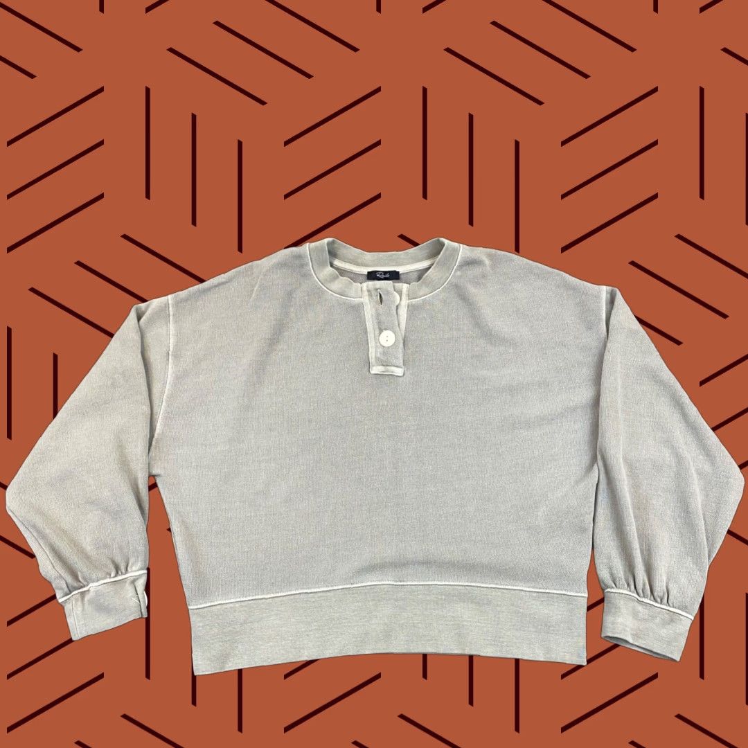 Rails VINTAGE Rails Erin Pullover Womens Small Sage Green Short Crop Top Sweater Button L/S Size S / US 4 / IT 40 - 1 Thumbnail