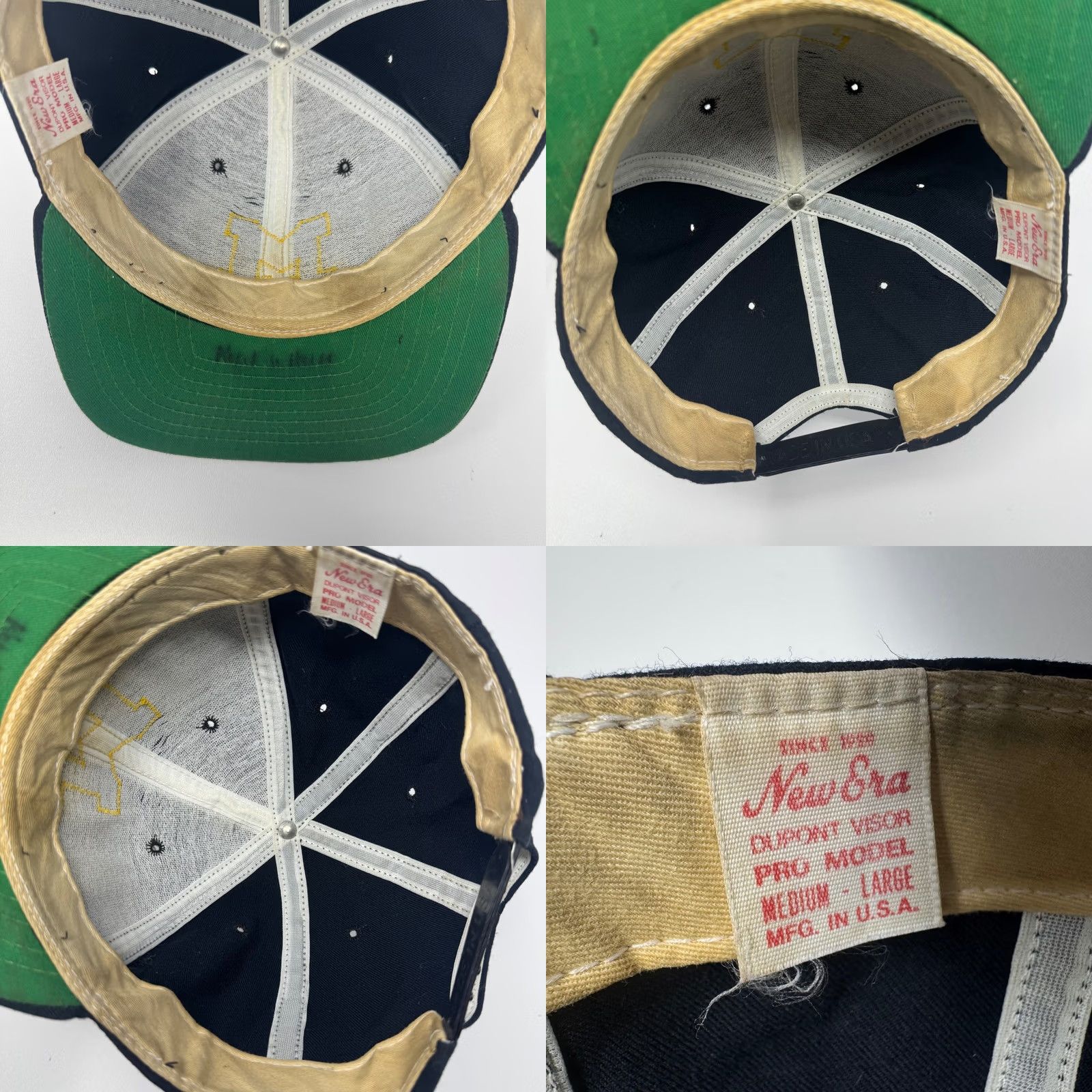 New Era VINTAGE New Era Hat Michigan Wolverines Snapback Navy Blue Wool Blend Adjustable Snapback 1990s Mens Boys Women Mens Size ONE SIZE - 8 Thumbnail