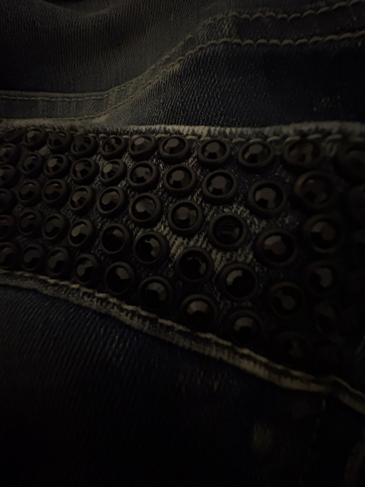Robins Jeans RARE ACID WASHED BLUE ROBINS JEAN WITH BLACK CRYSTALS Size US 30 / EU 46 - 4 Thumbnail