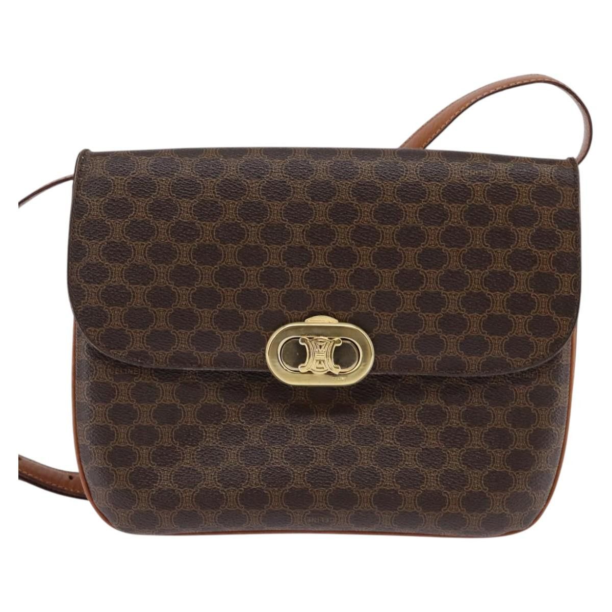 Celine CELINE Macadam Canvas Shoulder Bag Pvc Leather Brown Gold Size ONE SIZE - 2 Thumbnail