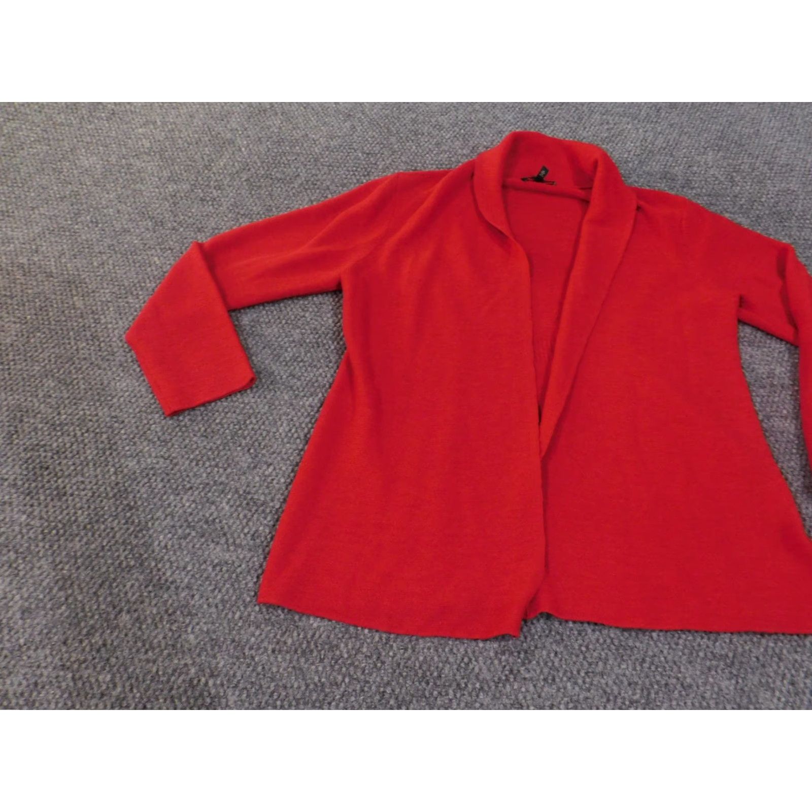 Eileen Fisher VINTAGE? No. Eileen Fisher Sweater Cardigan Wool Open Front Lightweight Red Petite Large Bell Sleeve Womens Size L / US 10 / IT 46 - 4 Thumbnail