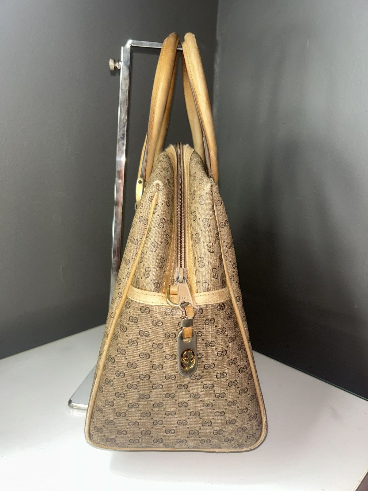 Gucci Vintage Gucci Micro GG Tan Coated Canvas Satchel Handbag Size ONE SIZE - 8 Thumbnail