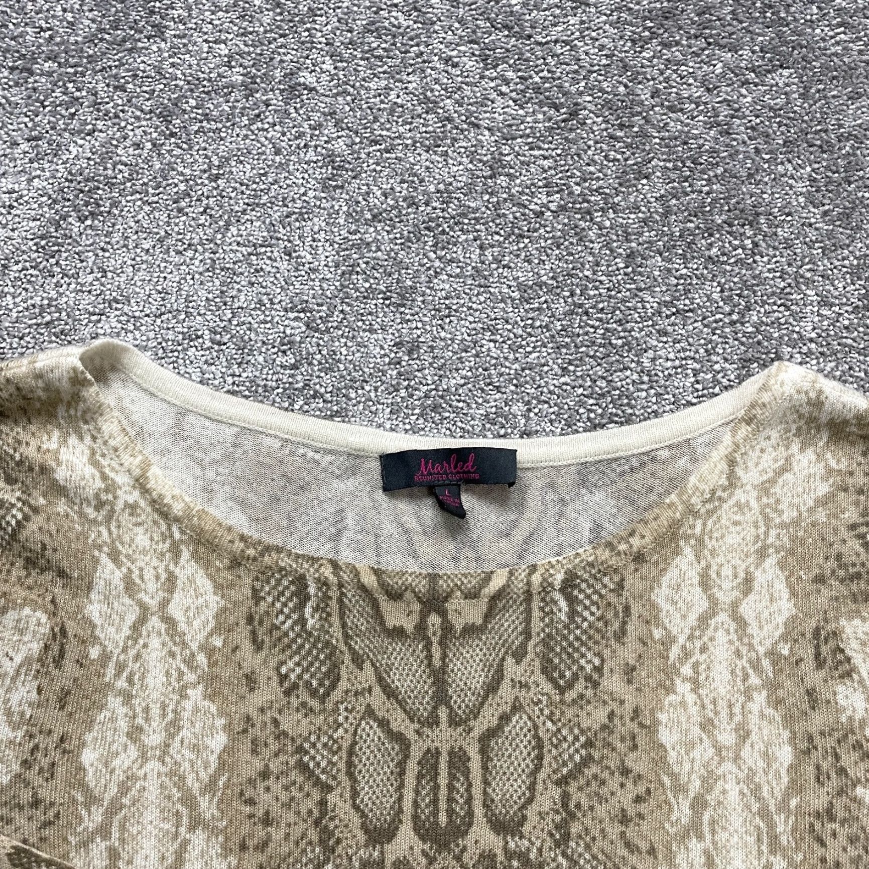 Vintage Marled Blouse Womens Large Brown Snake Skin Acrylic Long Sleeve Boat Neck Casual Size L / US 10 / IT 46 - 3 Thumbnail