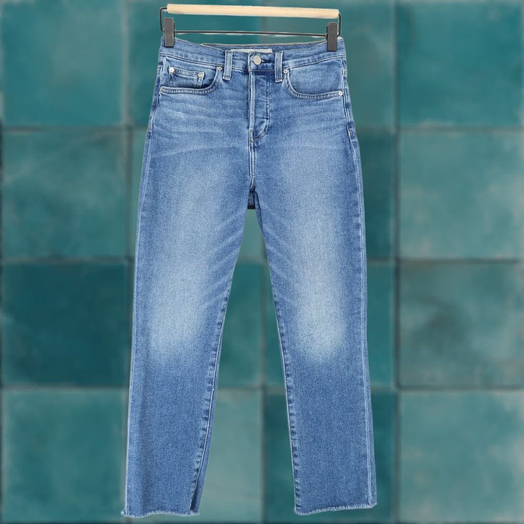 Frank & Eileen Frank and Eileen Cork Jeans Womens 26 Blue High Rise Raw Hem Button Fly Stretch Size 26" / US 2 / IT 38 - 1 Thumbnail