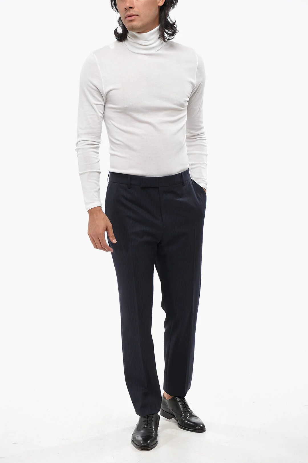 Celine og1mm0426 Pinstriped Wool Pant in Black Size US 34 / EU 50 - 4 Thumbnail