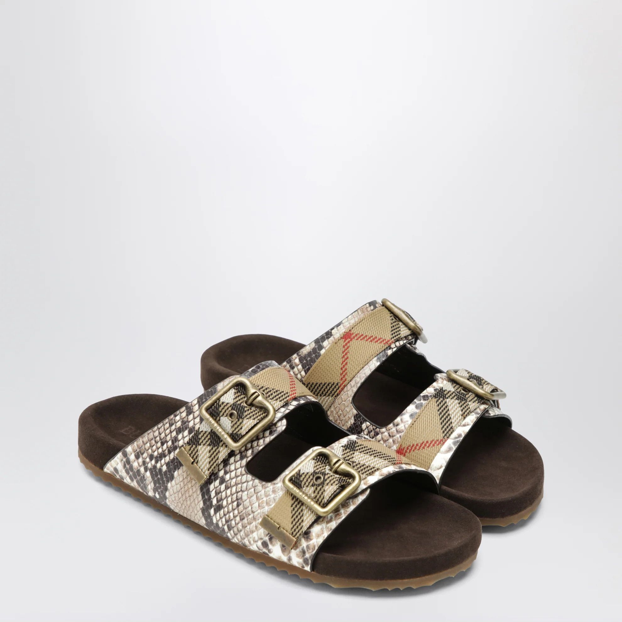 Burberry o1d2blof0426 Leather Print Sandals Slippers in Multicolor Size US 10 / IT 40 - 2 Thumbnail