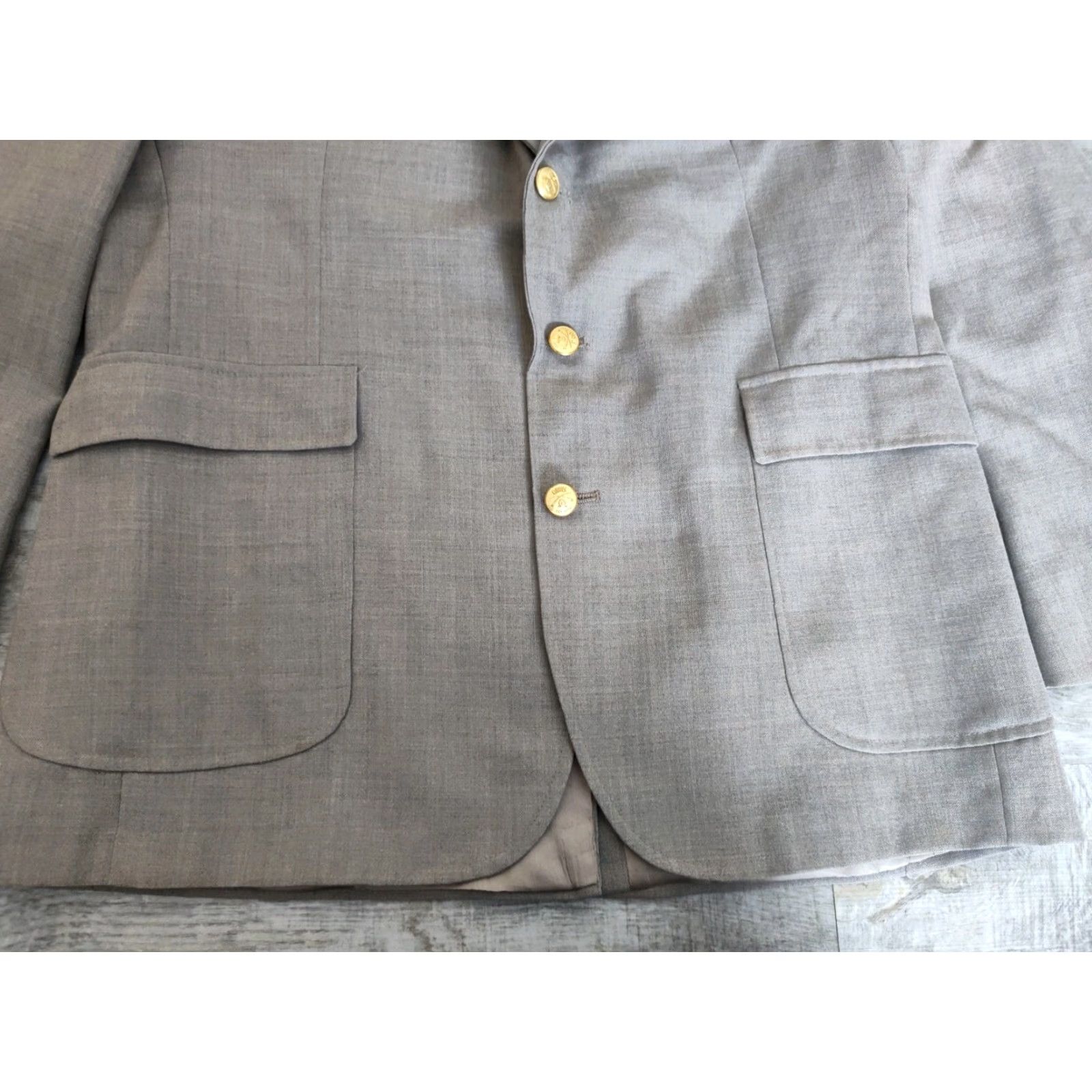 Orvis Orvis Blazer Sport Coat Jacket Three-Button Gold Buttons USA Made 44L Gray Men Size 44L - 3 Thumbnail