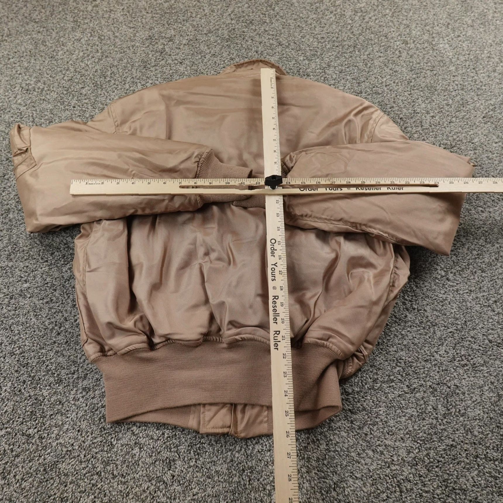 Vintage Military Jacket Mens L Beige Bomber Jacket Aramid Cold Weather 45/P Flyer's Army Coat Zip Padded Insulated Lined Satin Short Stand-Up Collar Size US L / EU 52-54 / 3 - 6 Thumbnail