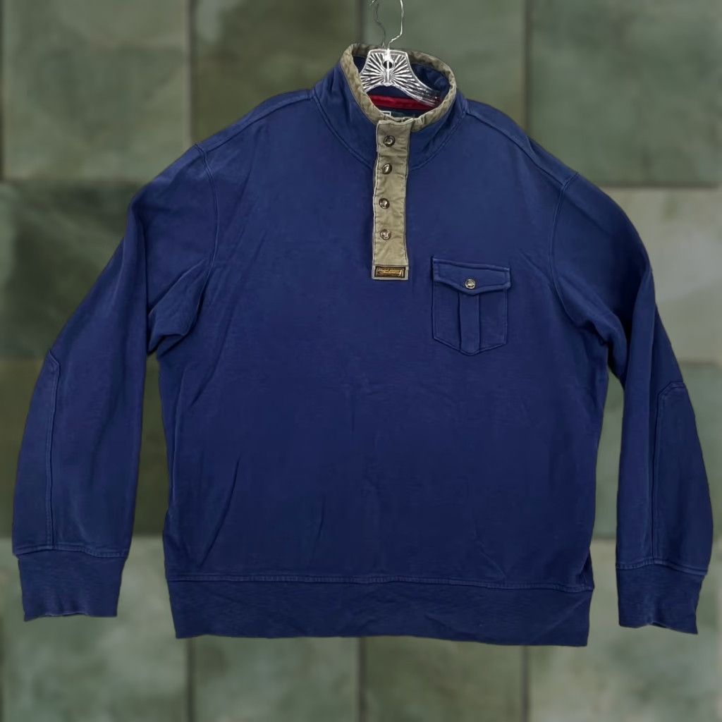 VINTAGE Polo Ralph Lauren 1/4 Button Up Pullover Sweatshirt 2XL Blue Men Sweatshirt 90s Polo Ralph Lauren Pullover