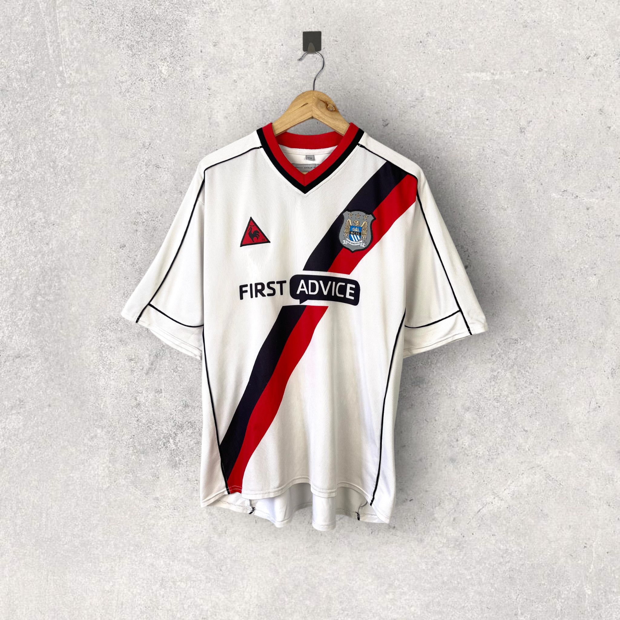 image of Le Coq Sportif x Soccer Jersey Vintage Manchester City 2002-2003 Soccer Jersey in White (Size Mediu