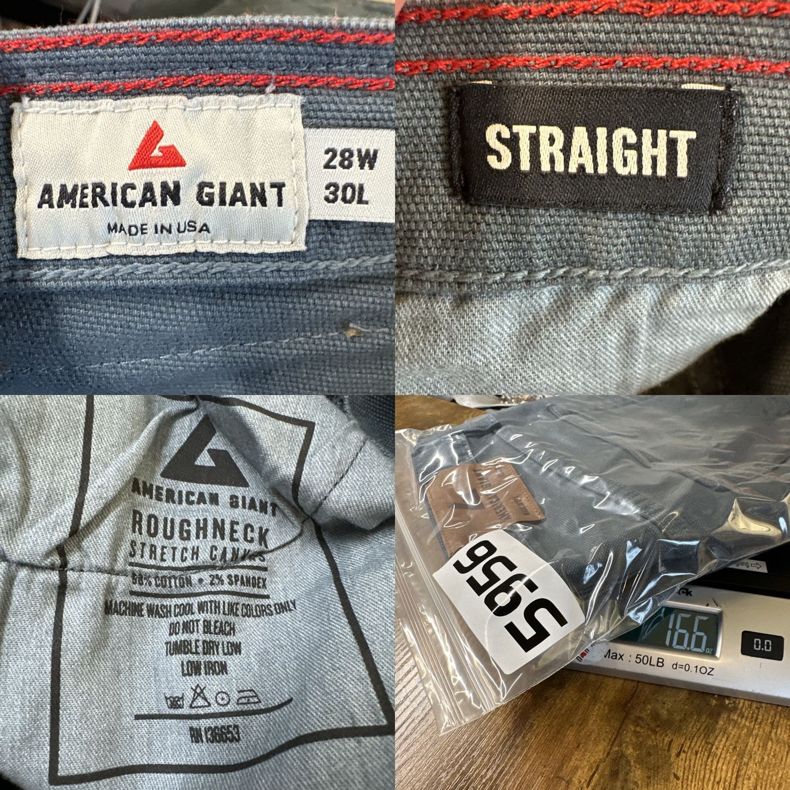 Vintage American Giant Roughneck Jeans Mens 28x30 Indigo Size US 28 / EU 44 - 8 Thumbnail